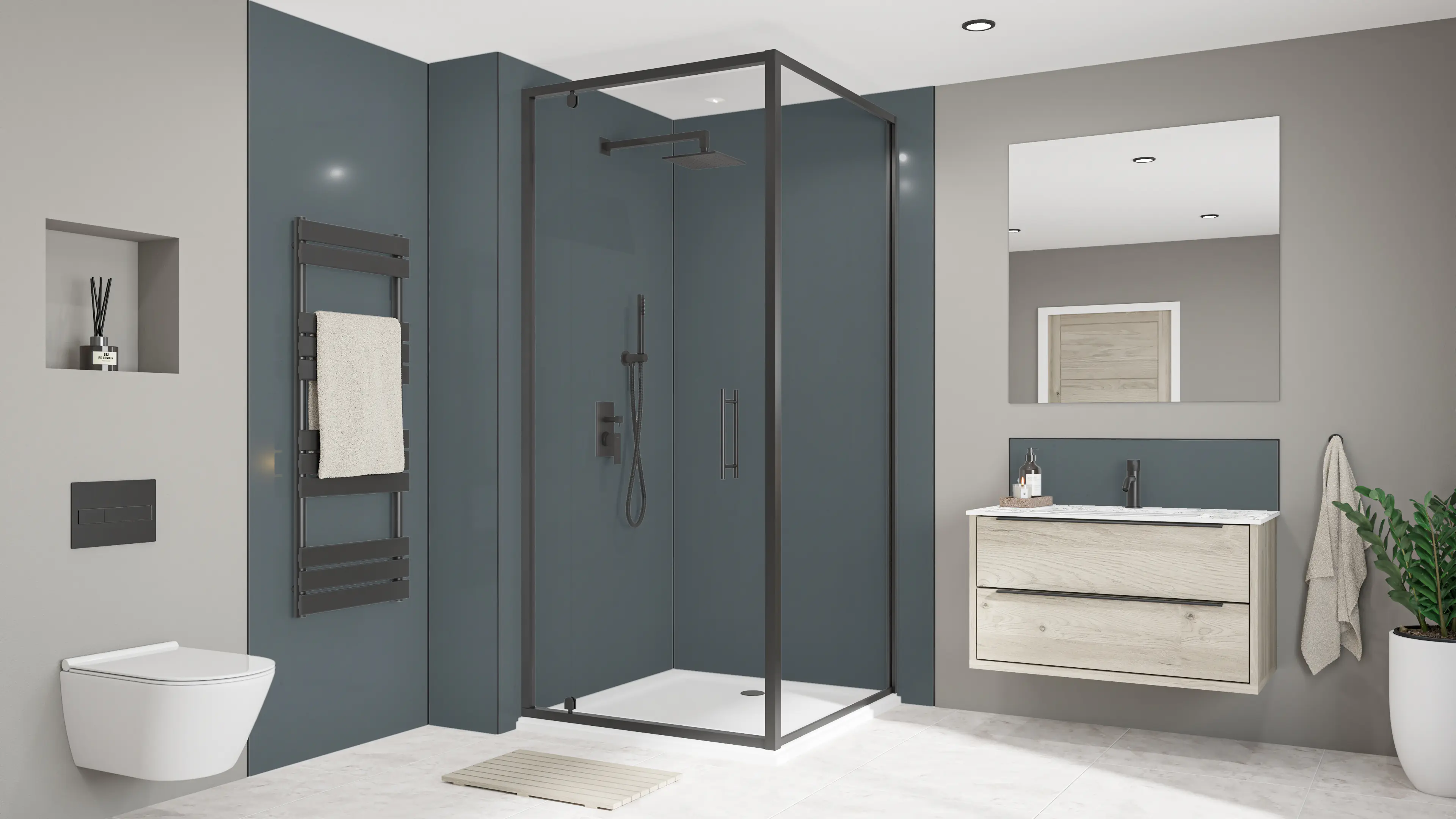 Wetwall Alloy Wandpaneel  Malibu Grey/Storm Blue 90 x 244 cm