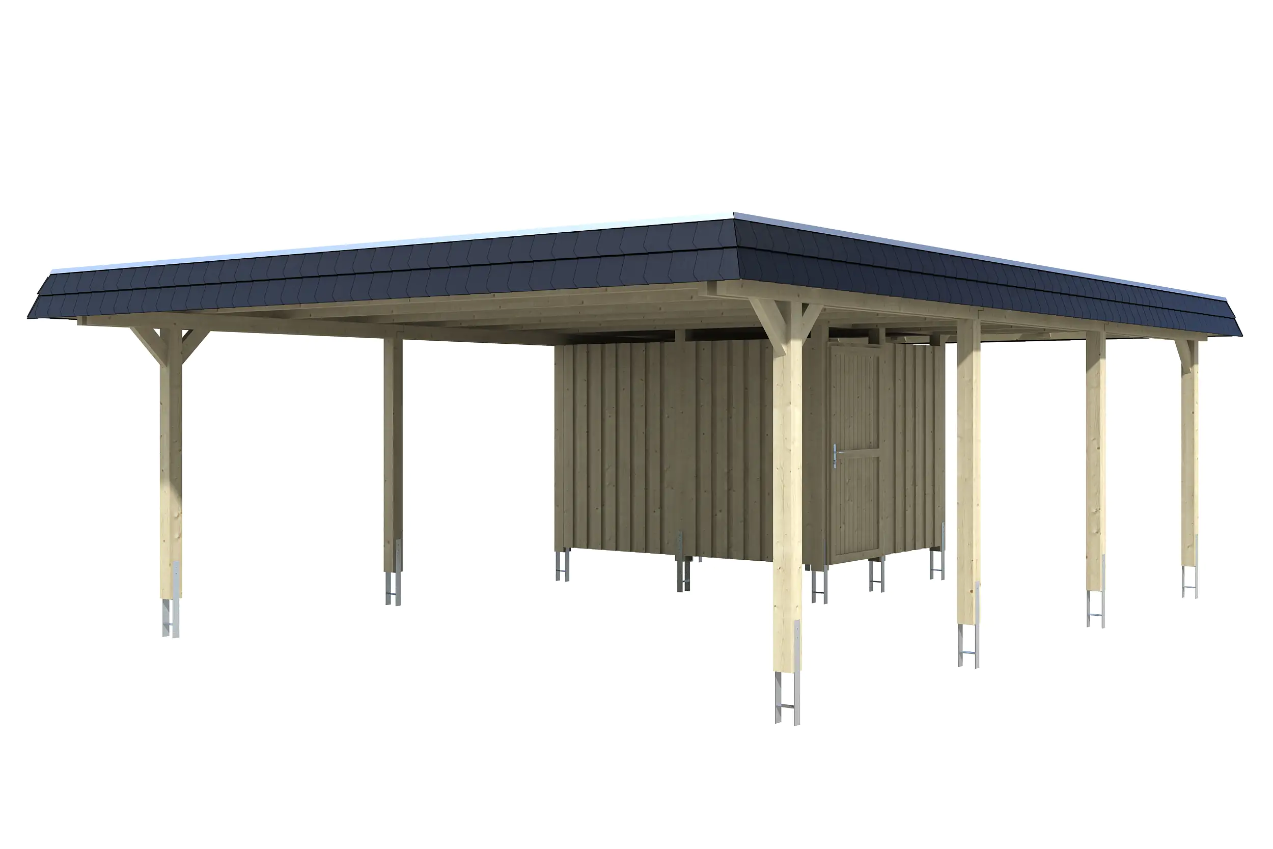 SKAN HOLZ Carport Wendland mit Abstellraum 630 x 879 cm mit EPDM-Dach