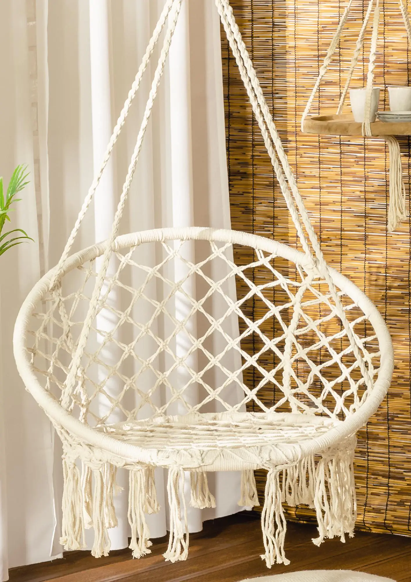 Hängesessel Boho creme mit Fransen Hängesessel Boho creme mit Fransen