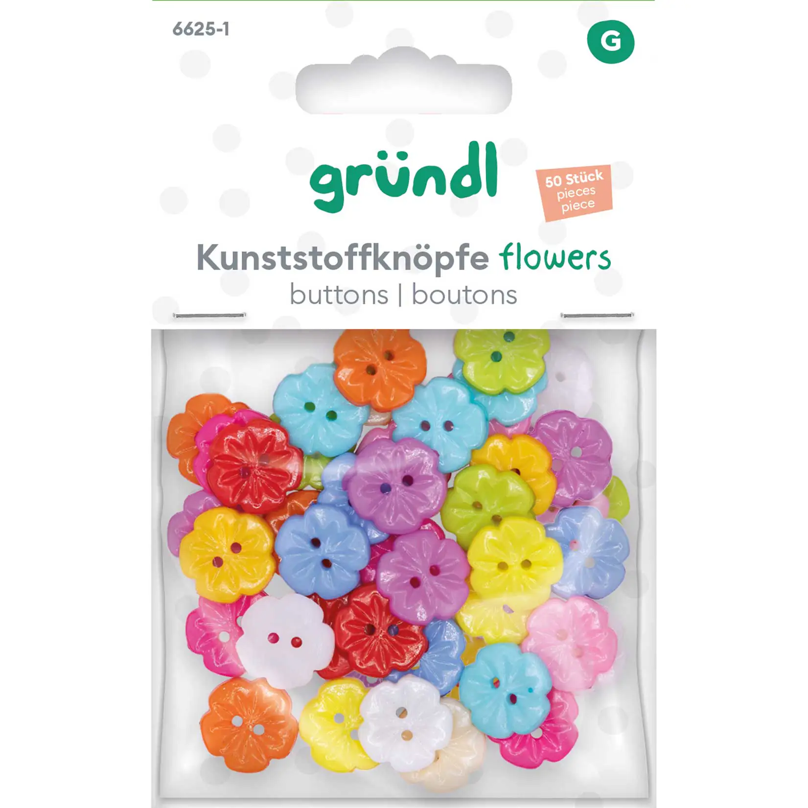 Gründl Kunststoffknöpfe flowers 50 Stück