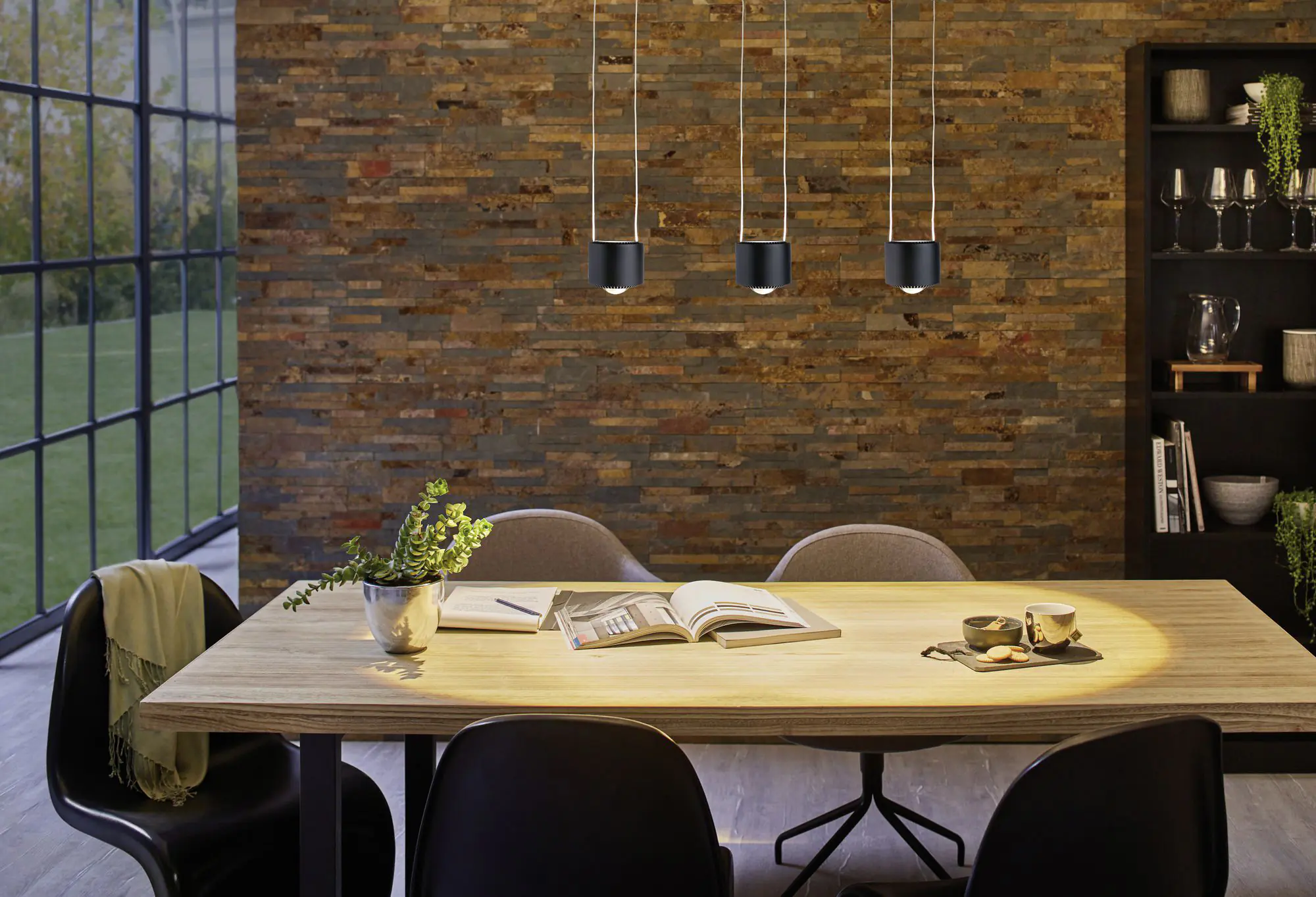 Paulmann URail LED Pendel Aldan schwarz-matt Ø 9,8 cm warmweiß, dimmbar