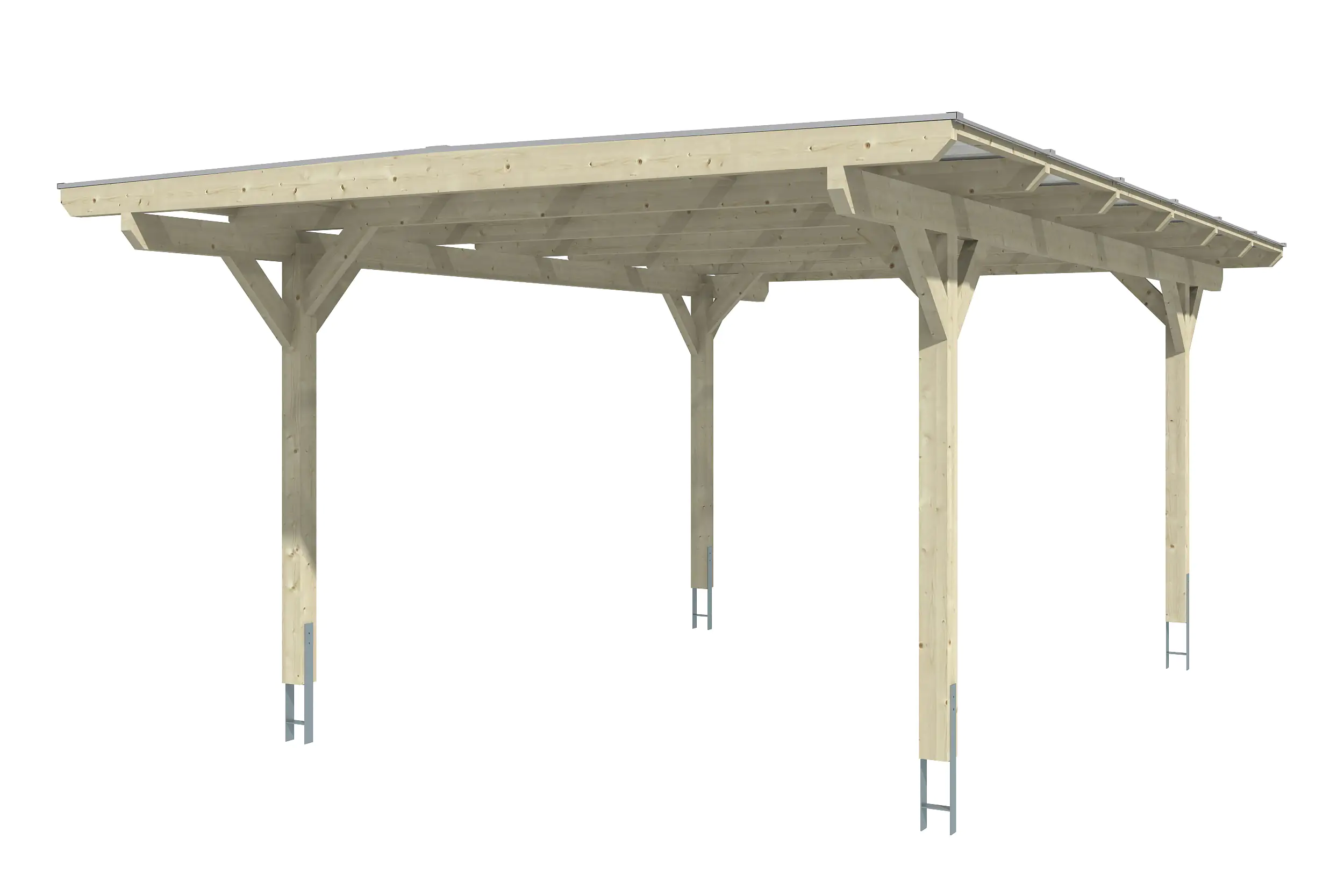 SKAN HOLZ Carport Odenwald 428 x 648 cm, lasiert in Nussbaum