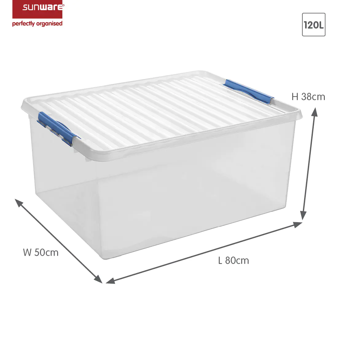 Sunware Aufbewahrungsbox Q-line 120L transparent blau 80 x 50 x 38 cm Sunware Aufbewahrungsbox Q-line 120L transparent blau 80 x 50 x 38 cm
