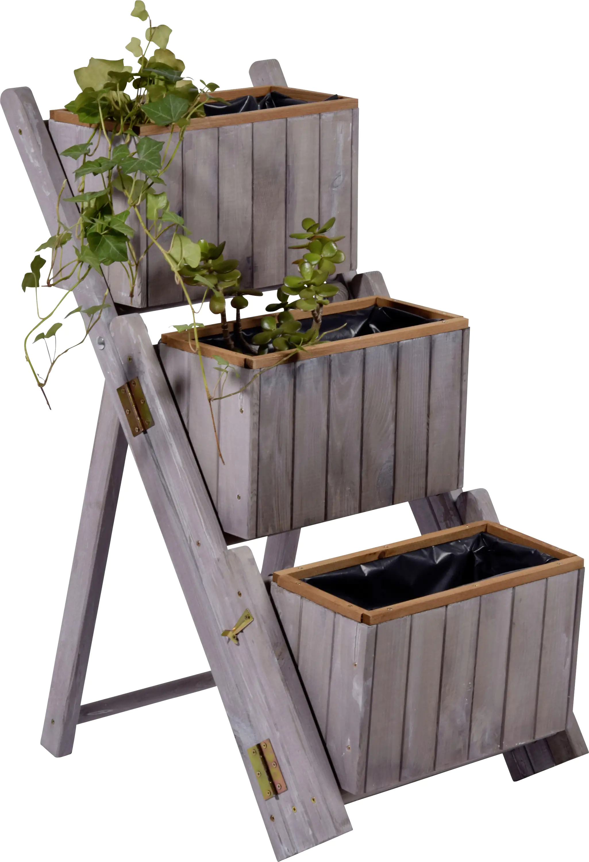 Dobar Ausklappbare Pflanztreppe mit 3 Pflanzkästen 41 x 55 x 85 cm