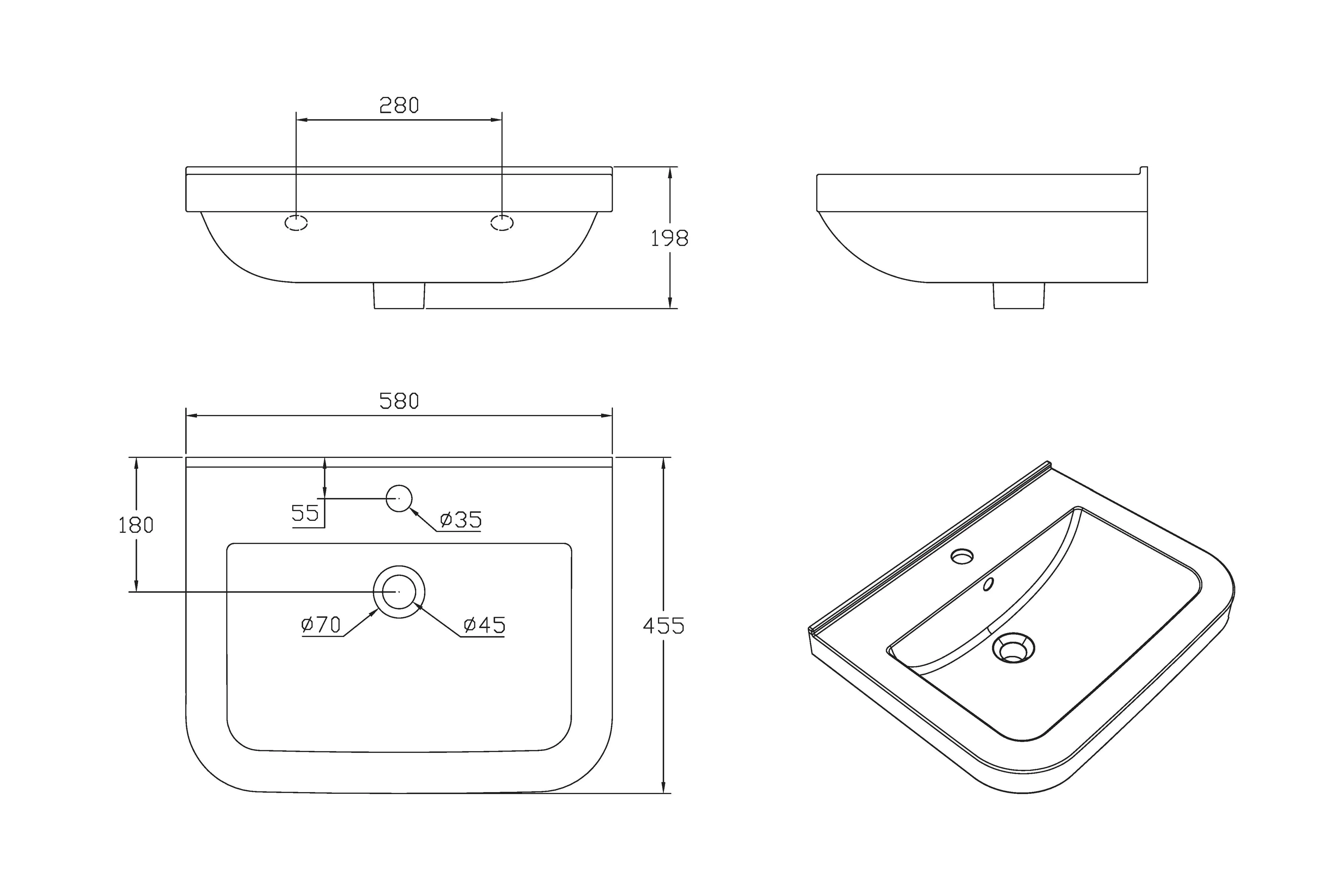 Primaster Keramikwaschbecken Xenion 58 cm weiß