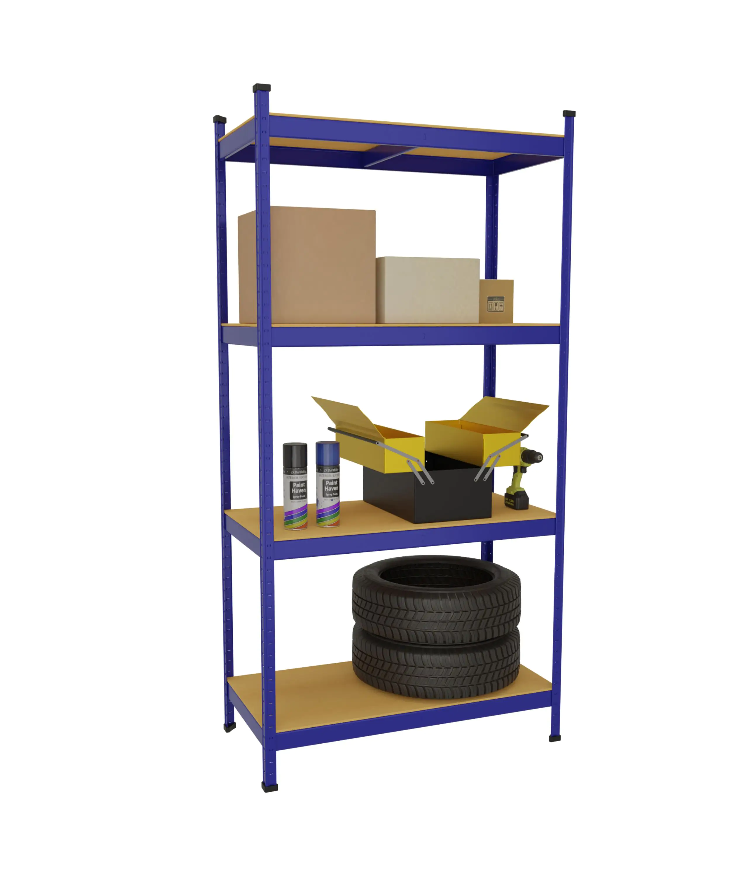 Metallsteckregal 180 x 90 x 45 cm 4 Holzböden 1060 kg