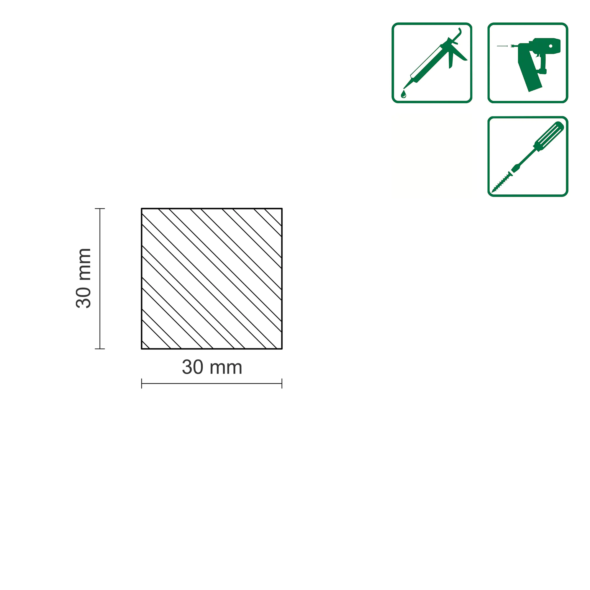 Neuhofer Quadratleiste 95 cm x 30 x 30 mm buche