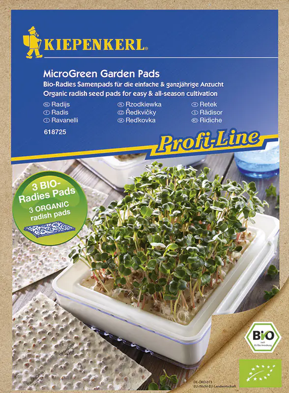Kiepenkerl Nachfüllpads für Micro Green Garden BIO Radieschen Raphanus sativus, Inhalt: 3 Stück