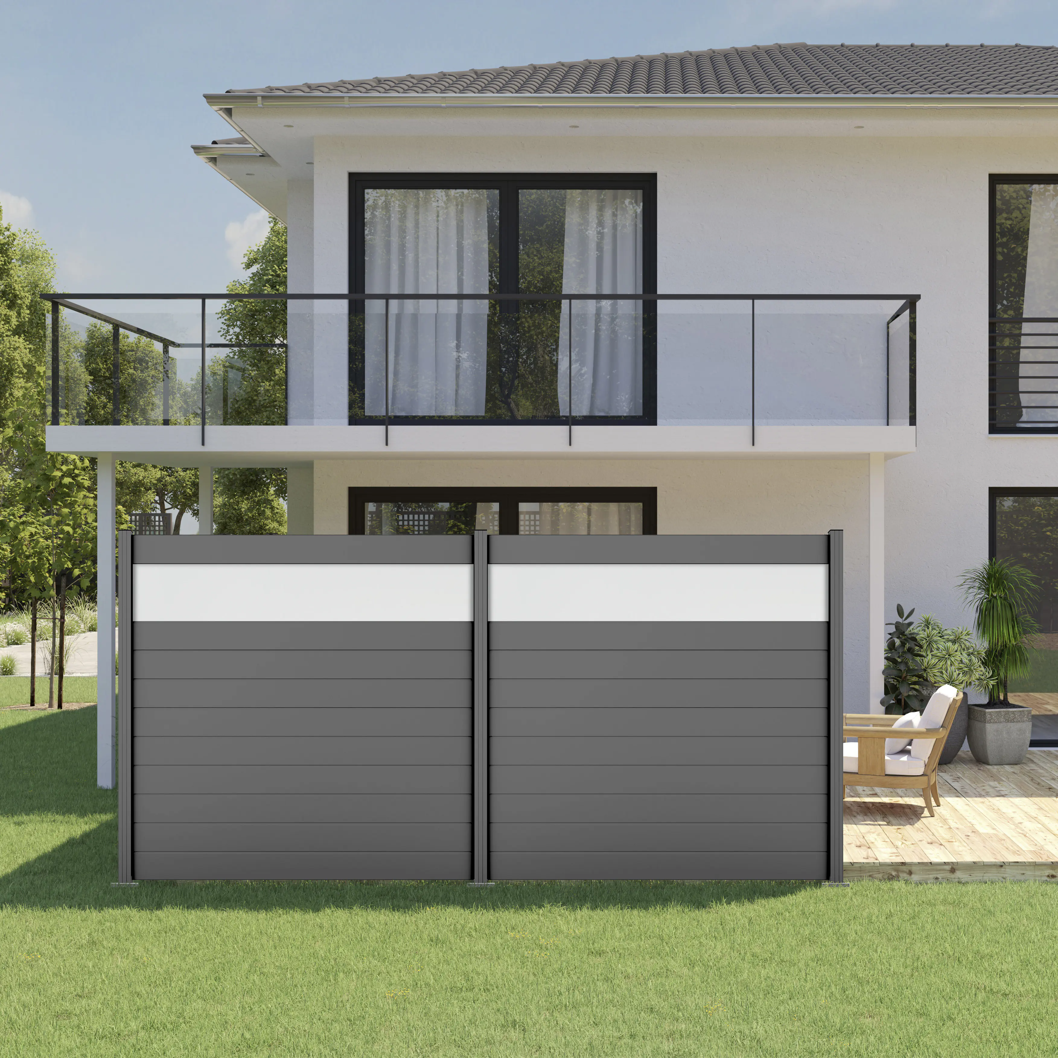 Ambiente Alu-Zaun Erweiterungsset Paneel 150 grau 187 x 184,2 cm  