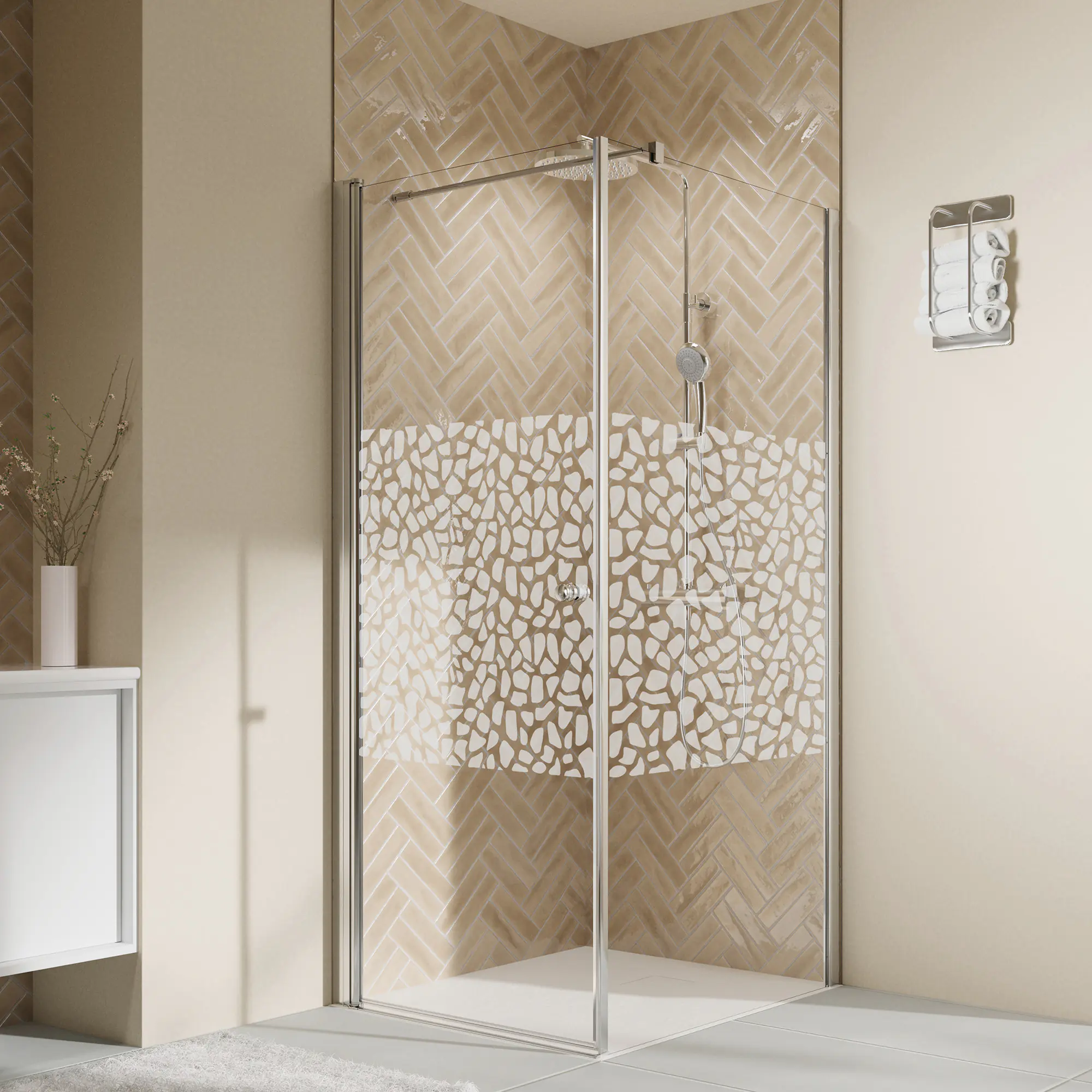 Breuer Dusch Pendeltür Elana 2.0 rund für Seitenwand 90 x 200 cm Intima silber matt