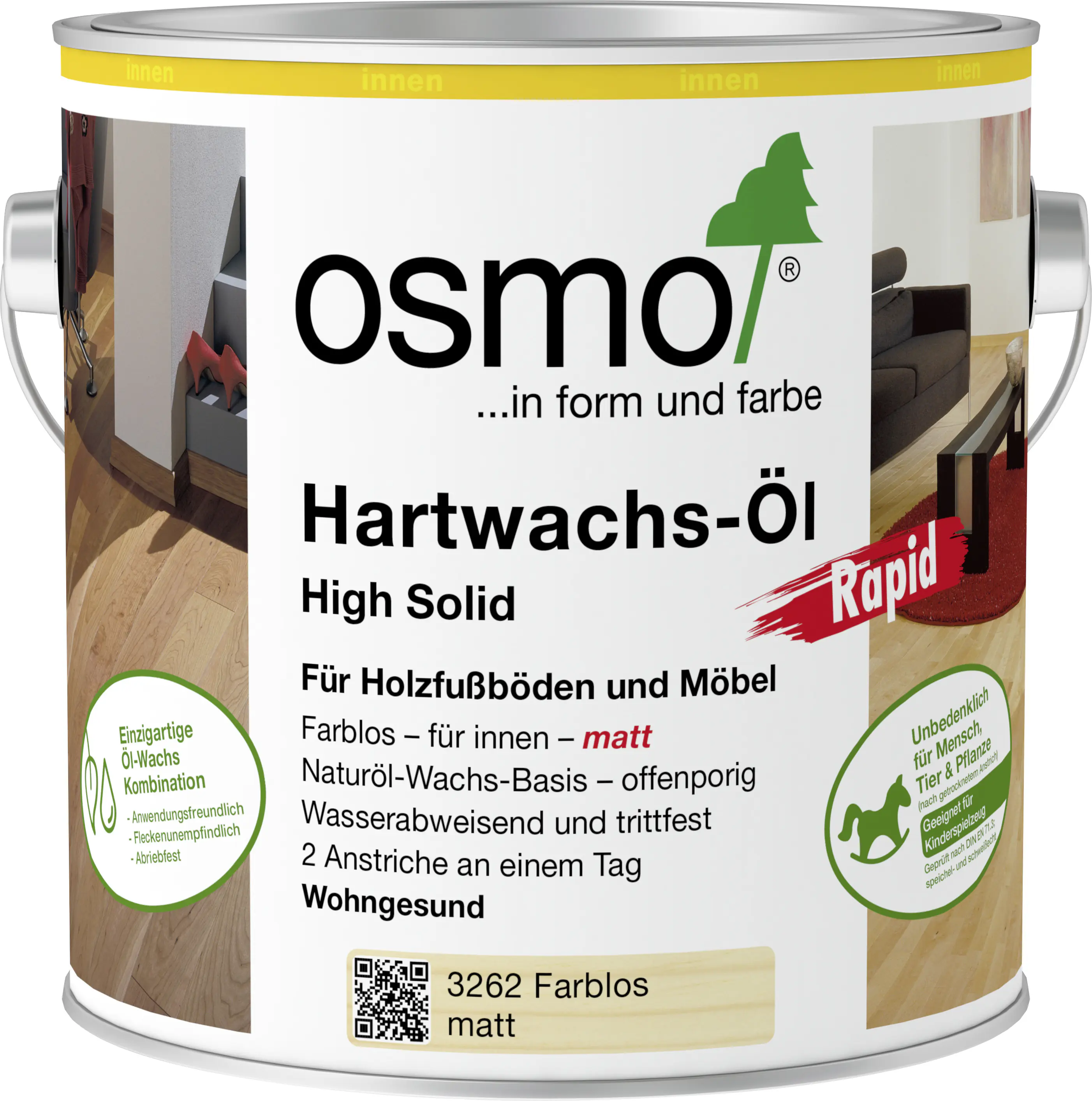 Osmo Hartwachsöl 2,5 L farblos matt Rapid