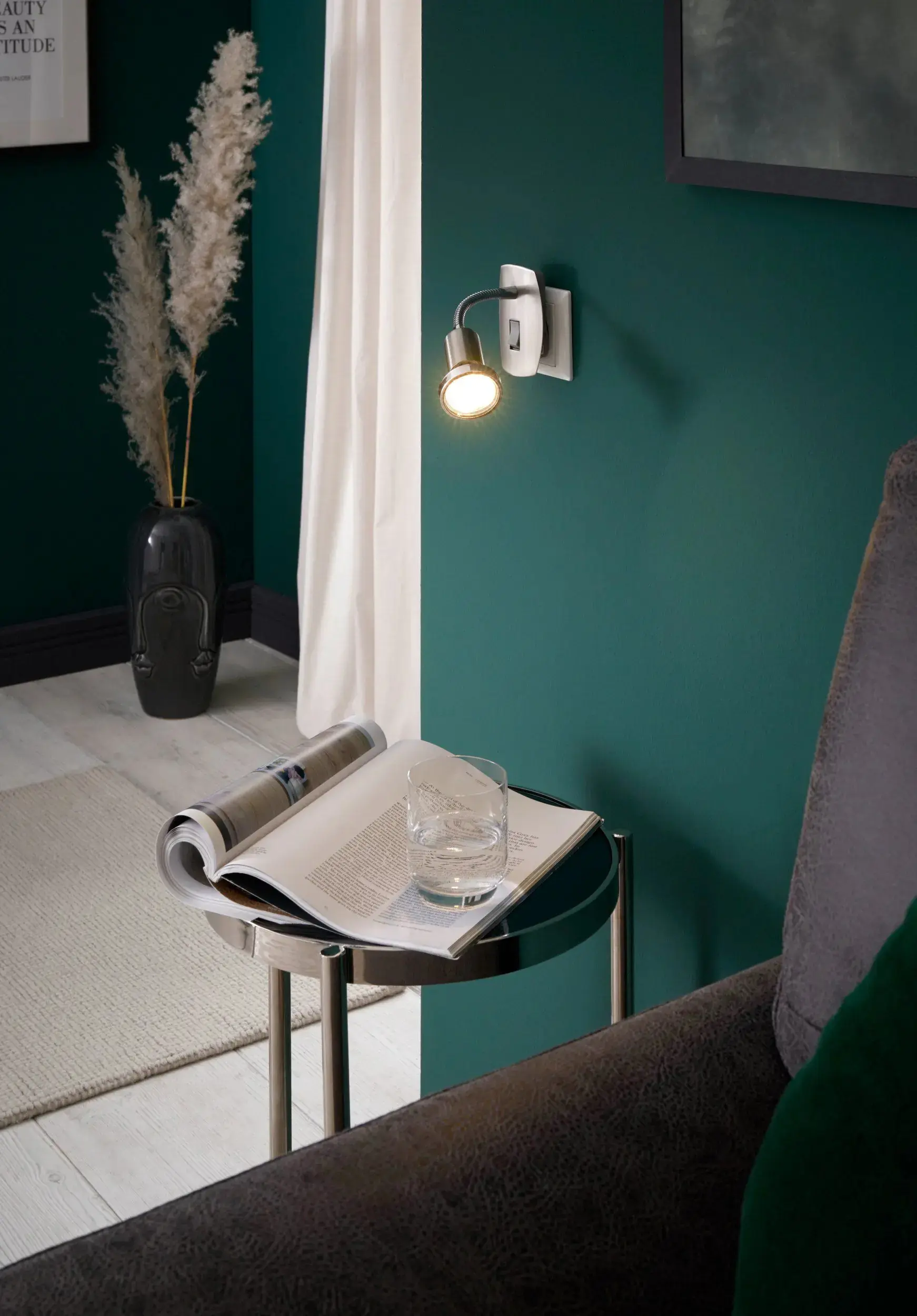 Eglo Steckerleuchte Mini 4 flexibel GU10  2,8 W nickel-matt warmweiß