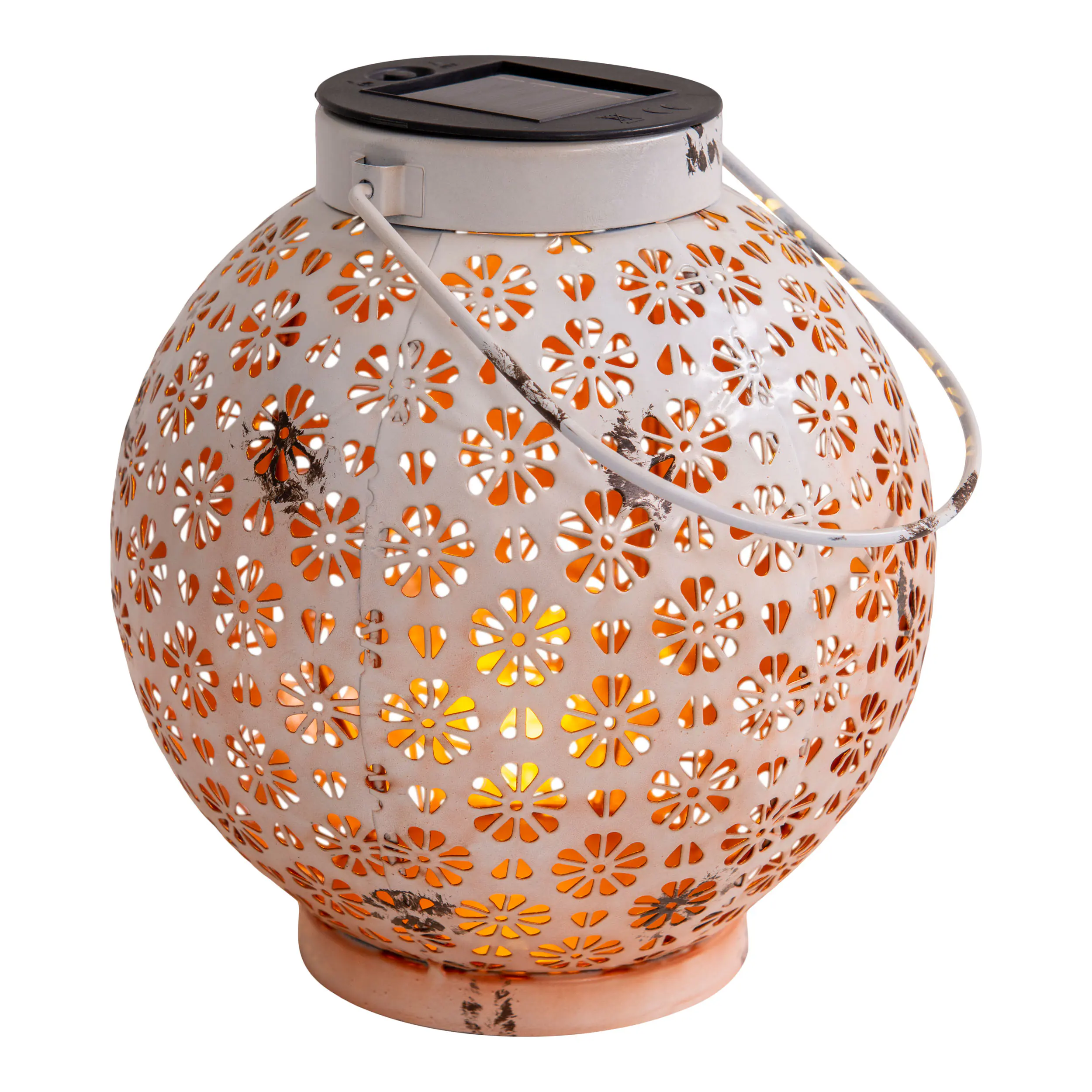 Näve Solar-Gartenleuchte LED mit Dämmerungssensor Blumenmuster 19 cm weiß