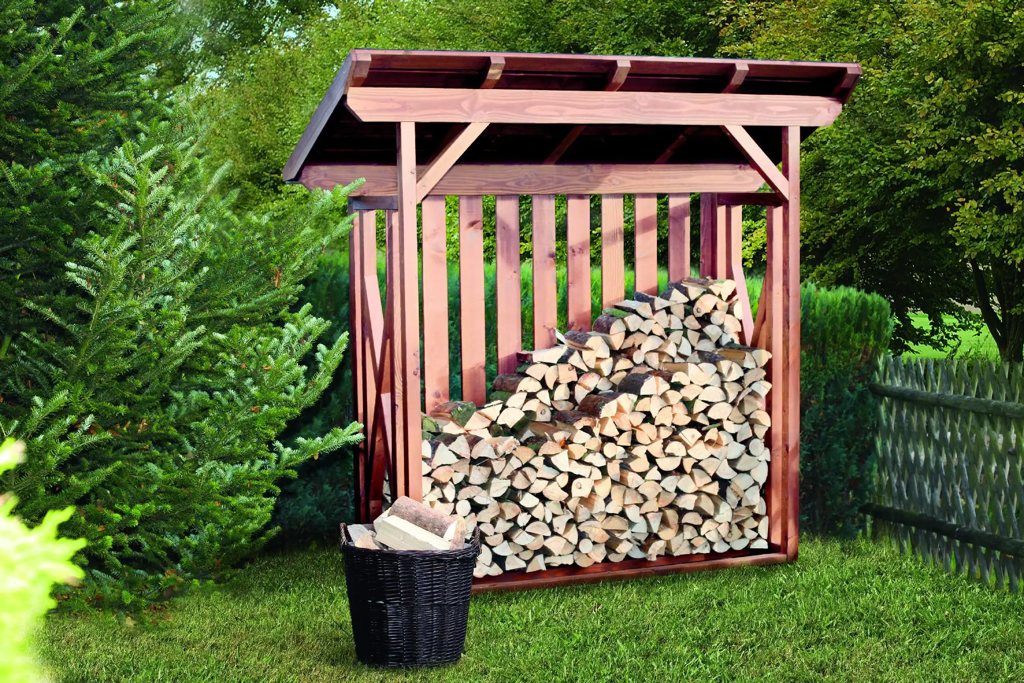 SKAN HOLZ Holzunterstand Lars 1 240 x 102 cm , lasiert in Nussbaum