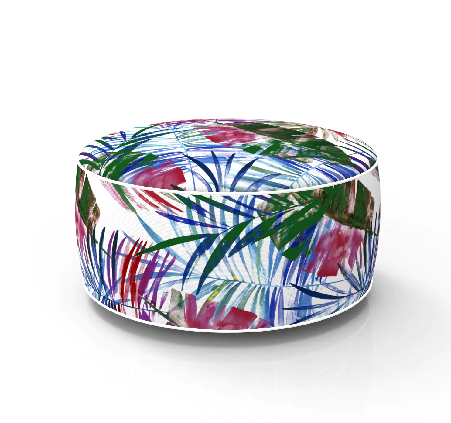 2076911012829 Primaster Sitzpouf aufblasbar weiß bunt Ø 53 x 23 cm mit exotischem Design