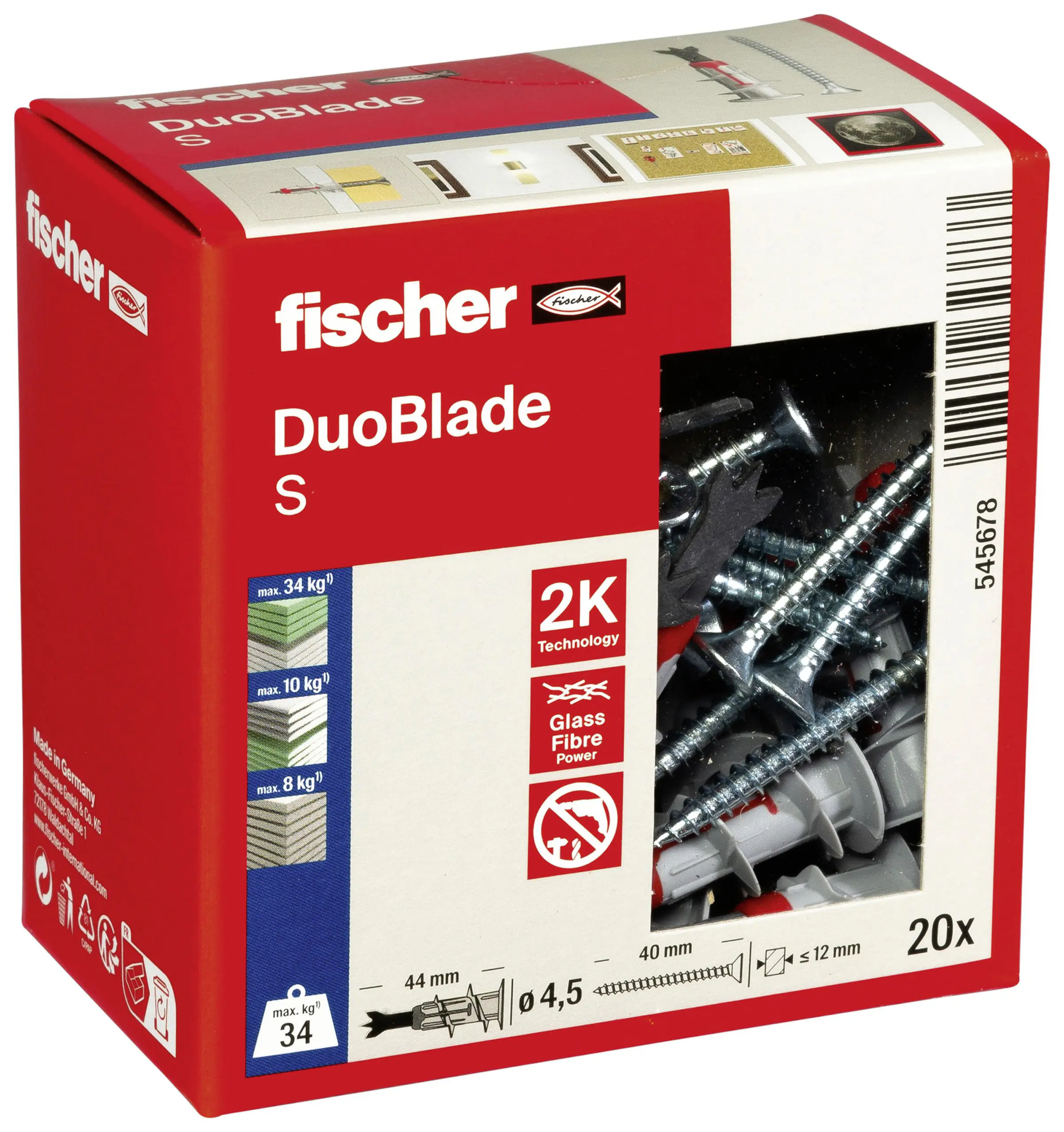 Fischer Gipskartondübel DuoBlade S 44 mm - 20 Stück