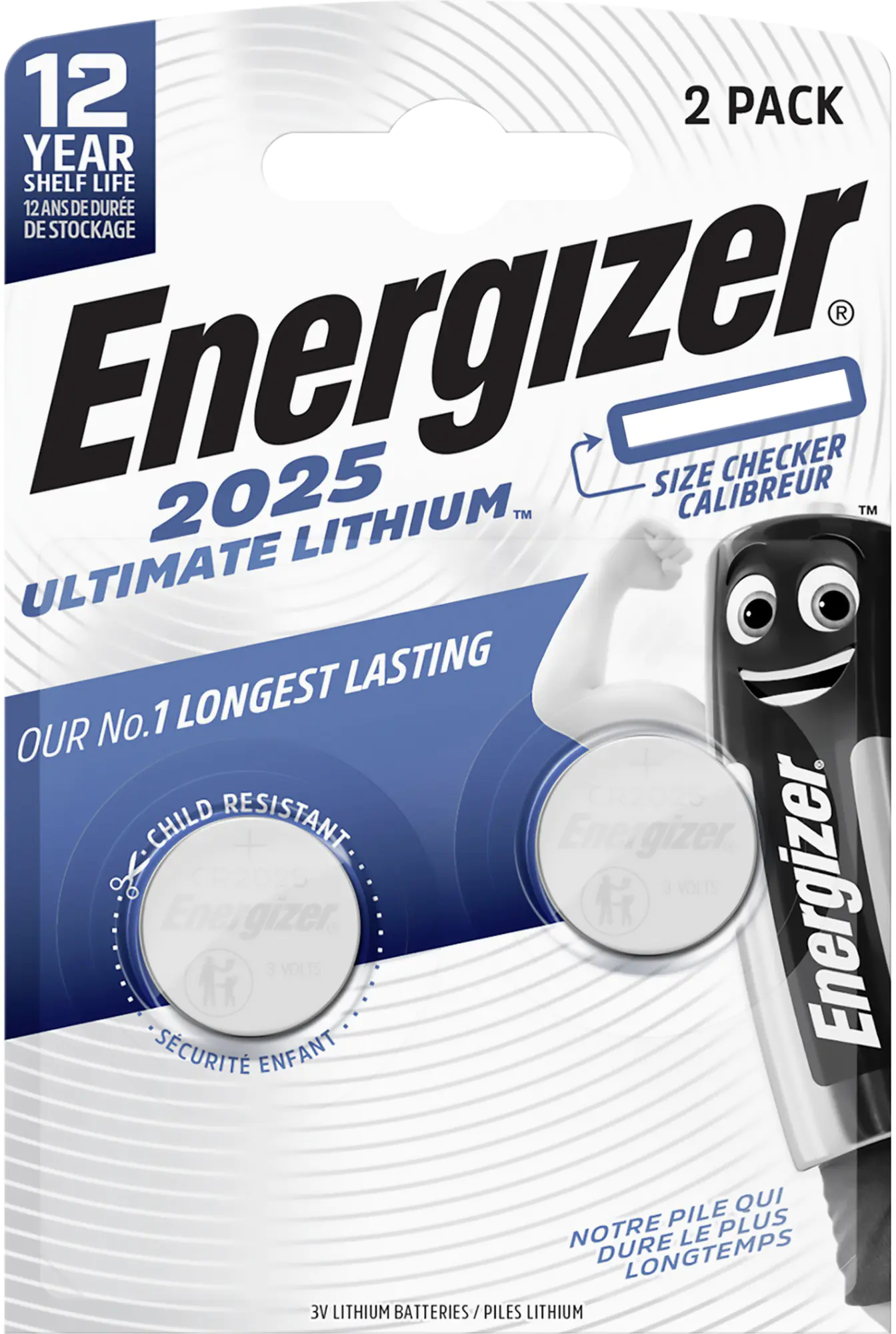 Energizer Knopfzelle CR 2025 Ultimate Lithium, 3 V, 2er Pack Energizer Knopfzelle CR 2025 Ultimate Lithium, 3 V, 2er Pack