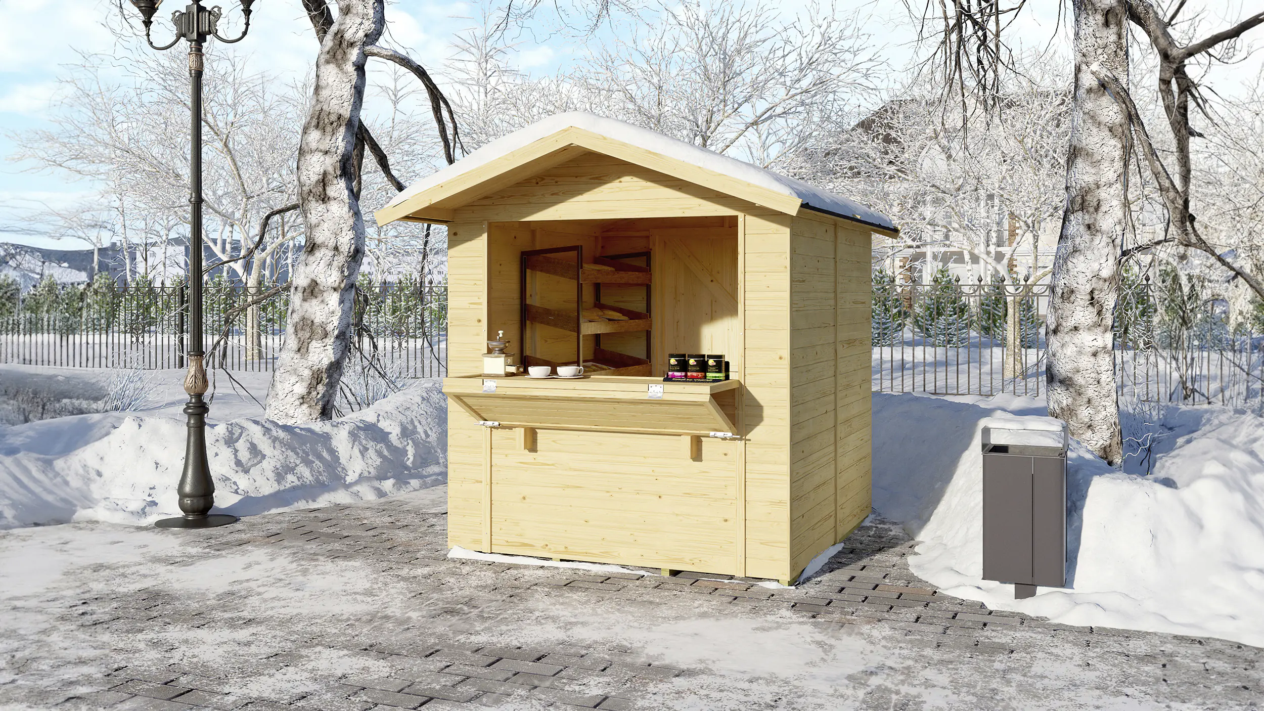 Weka Verkaufshaus 220 x 221,6 cm natur