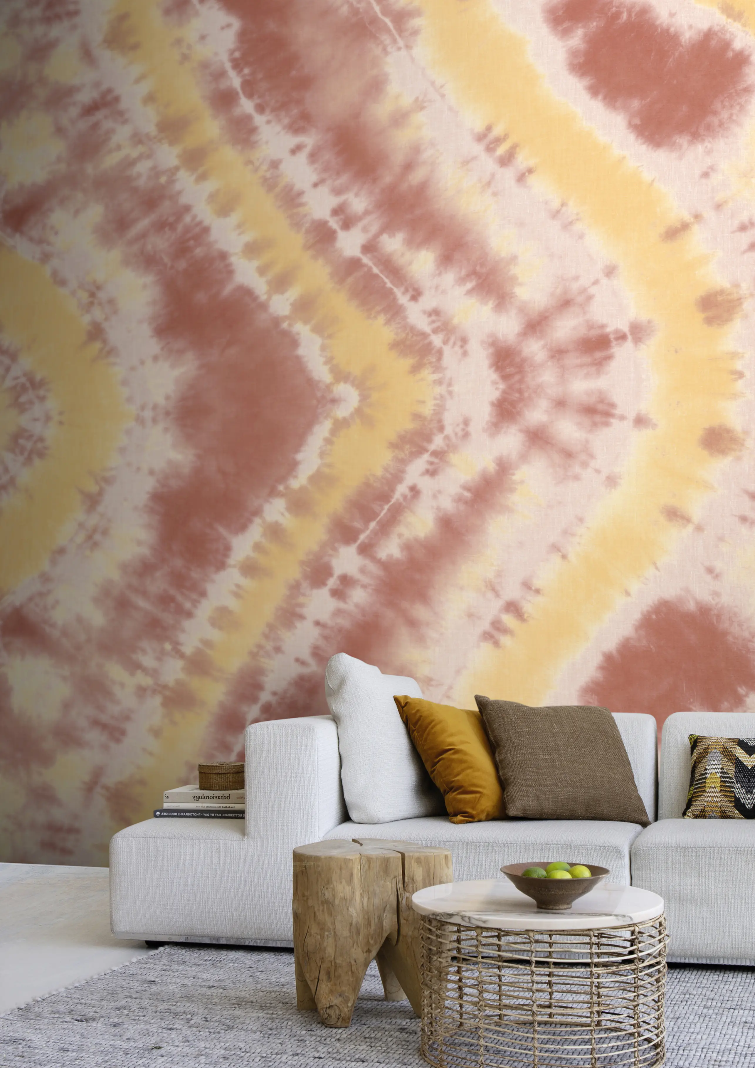 Rasch Vlies Fototapete Batik Beachhouse rot-orange 3 x 2,65 m 