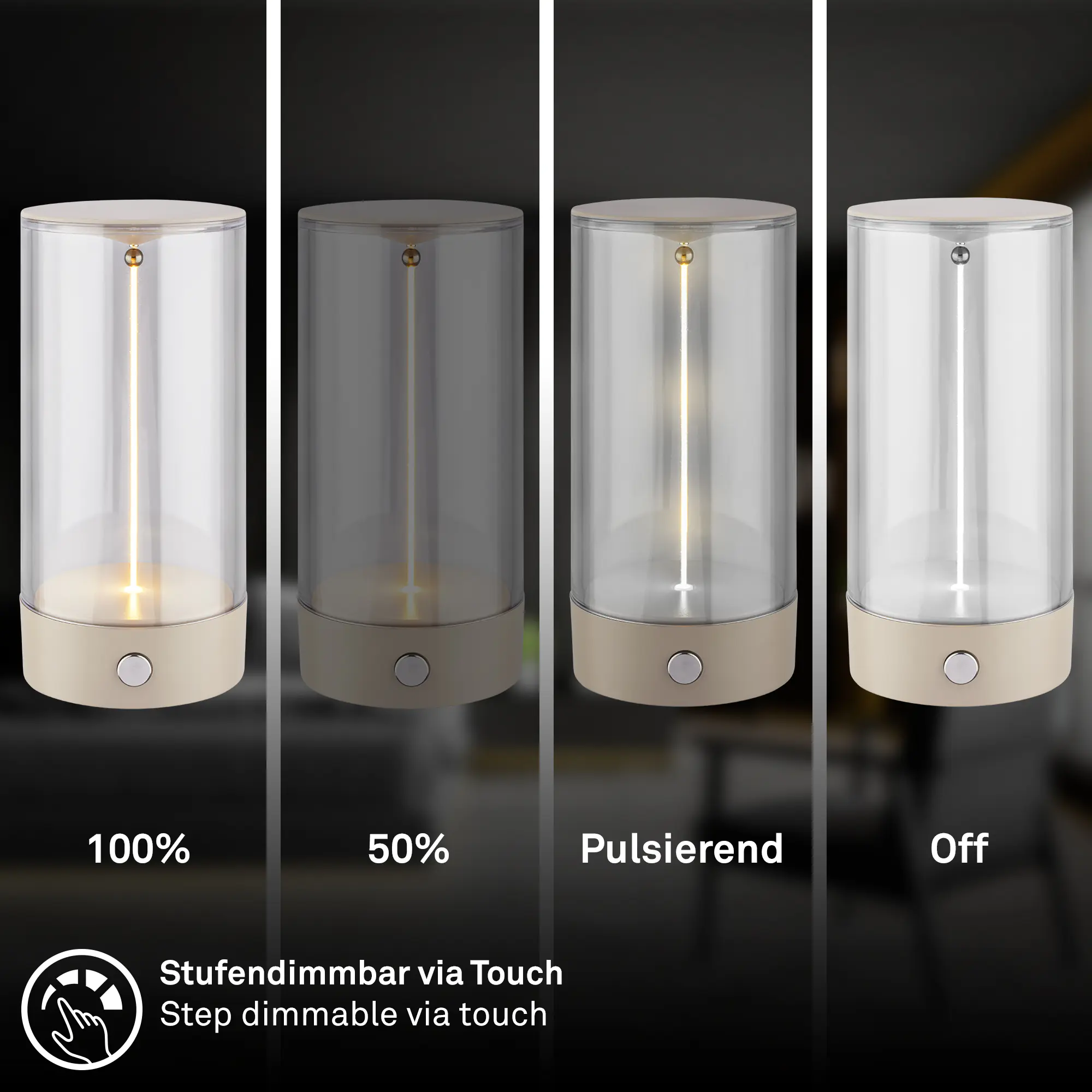 Briloner LED Akku-Tischleuchte Wiggle beige 15 cm warmweiß dimmbar Briloner LED Akku-Tischleuchte Wiggle beige 15 cm warmweiß dimmbar