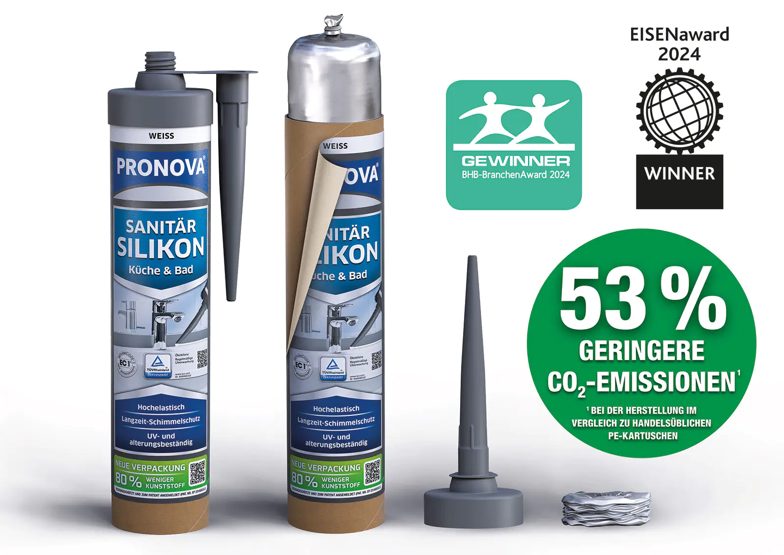 PRONOVA ECO Sanitär Silikon 280 ml grau