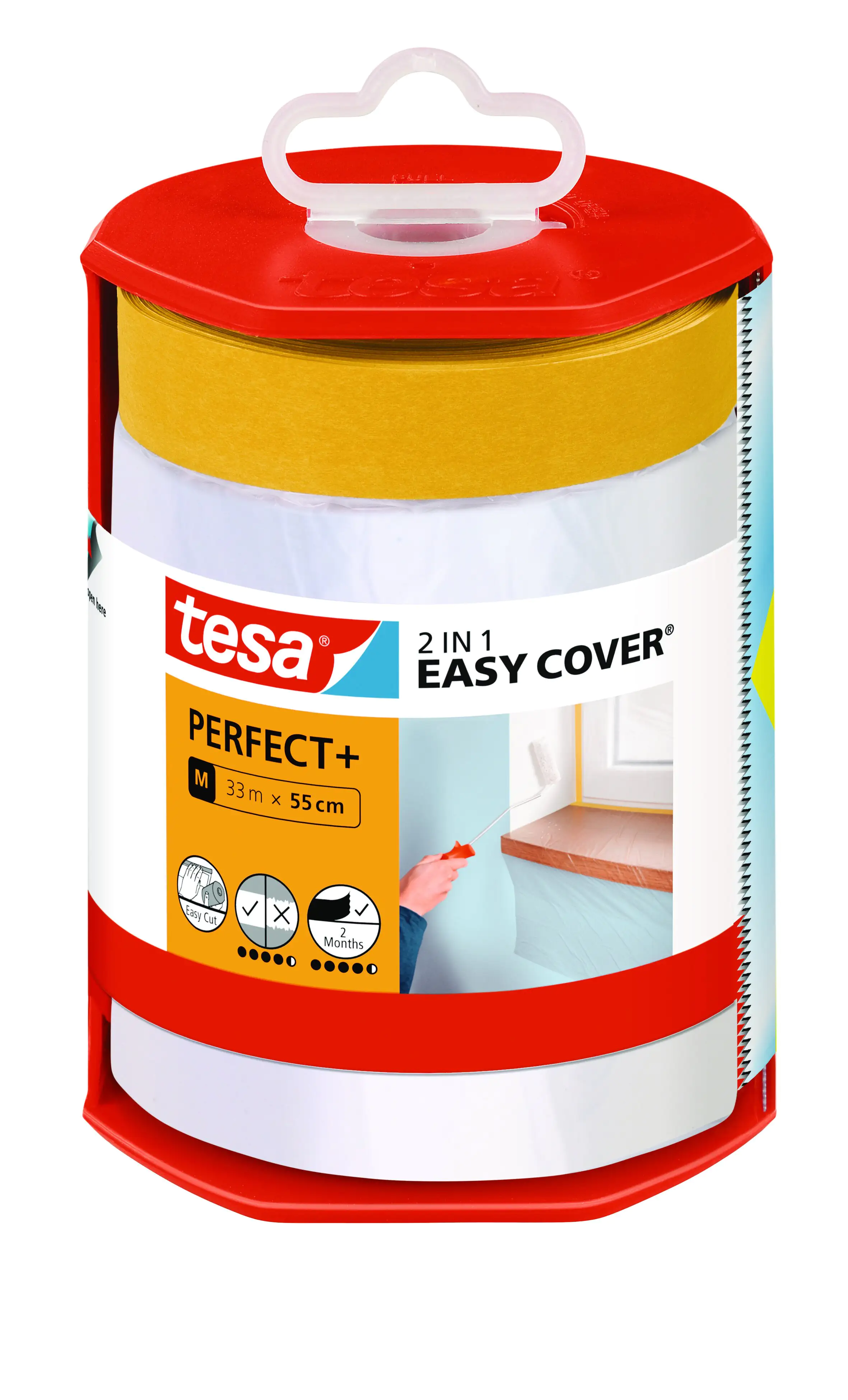 tesa Abdeckfolie Easy Cover Perfect+ Spender & Nachfüllrolle M, 33 m x 55 cm