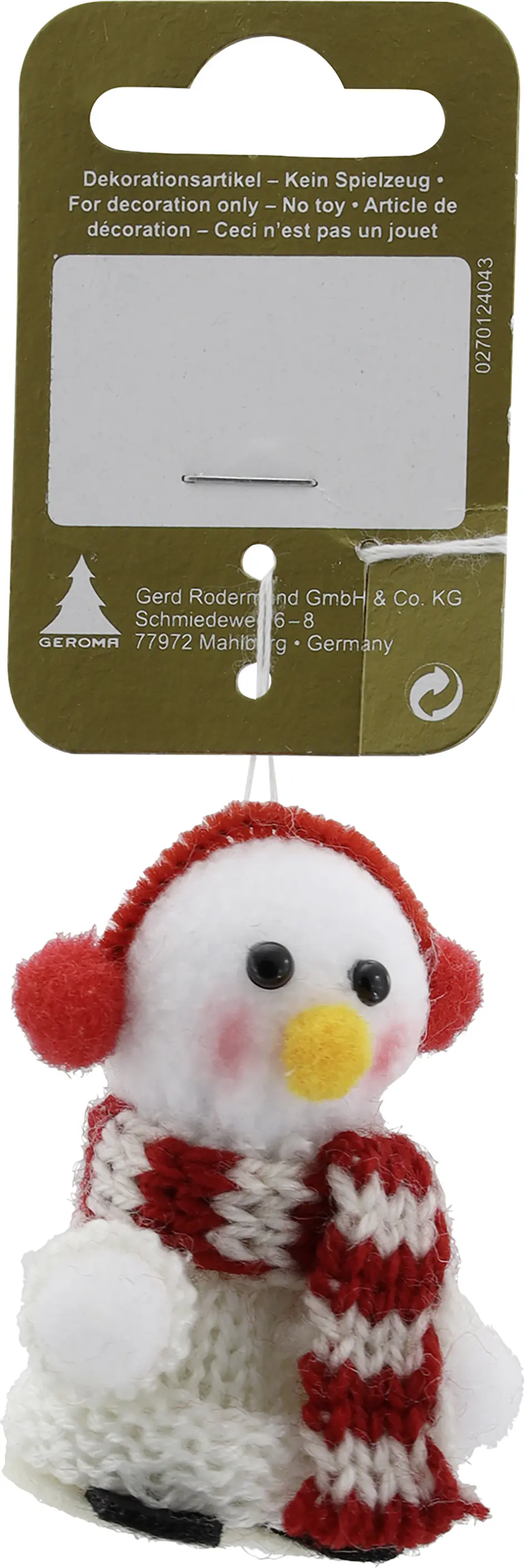 Dekofigur Schneemann aus Kunststoff & Strick 6 cm weiß rot 1 Stück