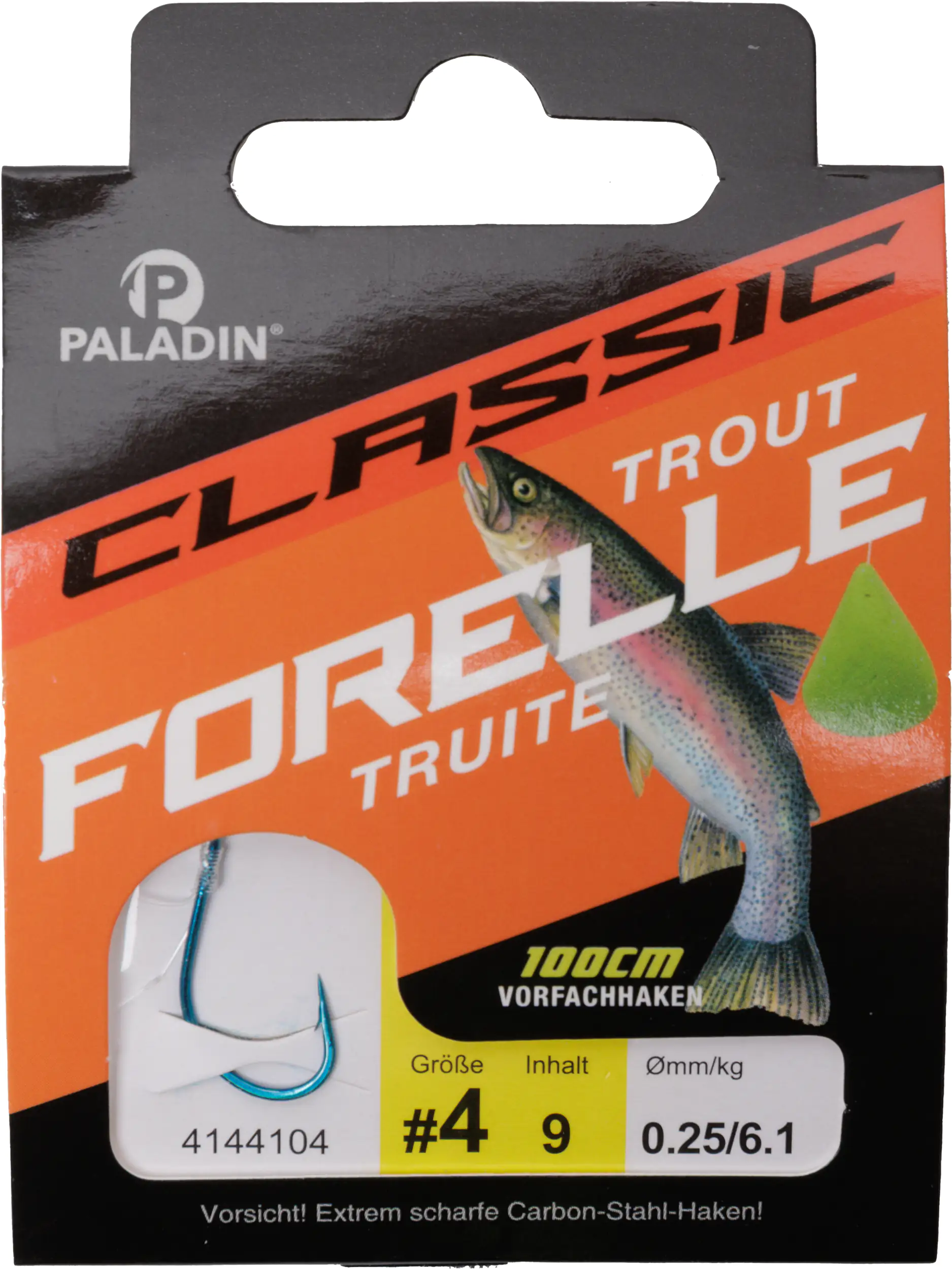 Paladin Forellenhaken gebunden Größe 4 100 cm 9 Stück blau  Paladin Forellenhaken gebunden Größe 4 100 cm 9 Stück blau