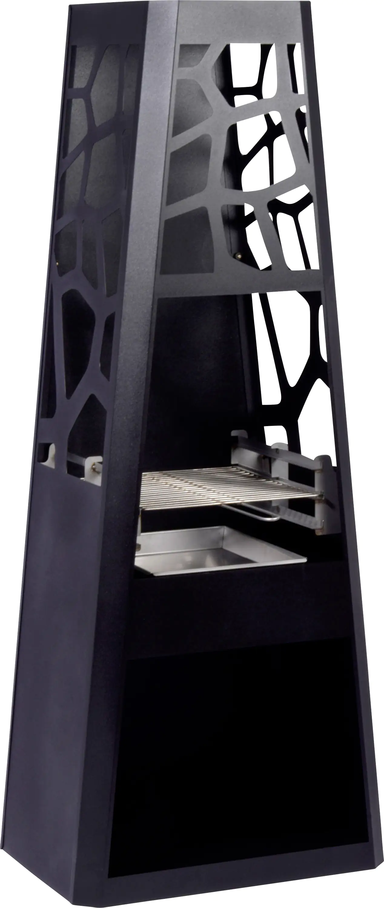 Dobar Metall-Gartenkamin mit Grillrost schwarz 57,5 x 38 x 148 cm