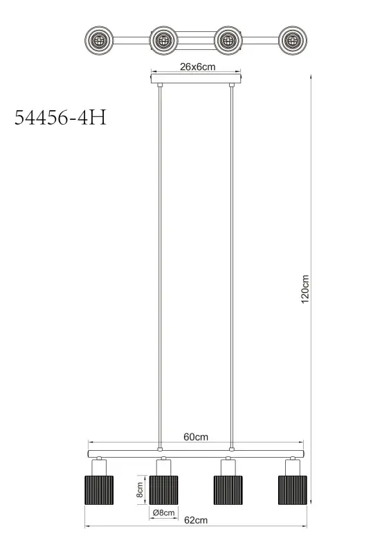 Globo Hängeleuchte Villegas 62 x 8 x 120 cm L x B x H schwarz-chrom matt