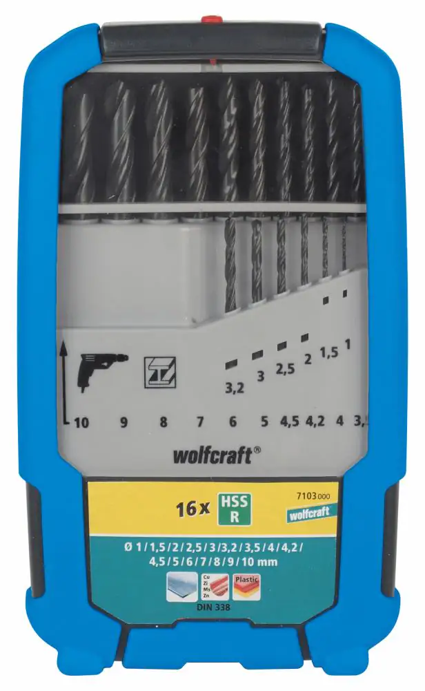 Wolfcraft Metallbohrer-Set HSS rollgewalzt Ø 1 - 10 mm 16-teilig Rundschaft Wolfcraft Metallbohrer-Set HSS rollgewalzt Ø 1 - 10 mm 16-teilig Rundschaft