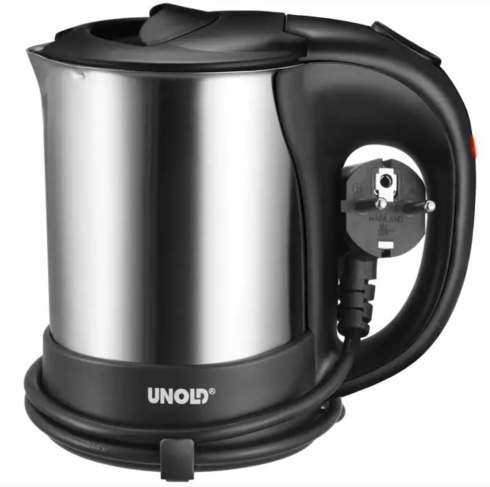 Unold Reiseblitzkocher 18575 Edelstahl-Schwarz Fassung 0,5 Liter, 1000 Watt