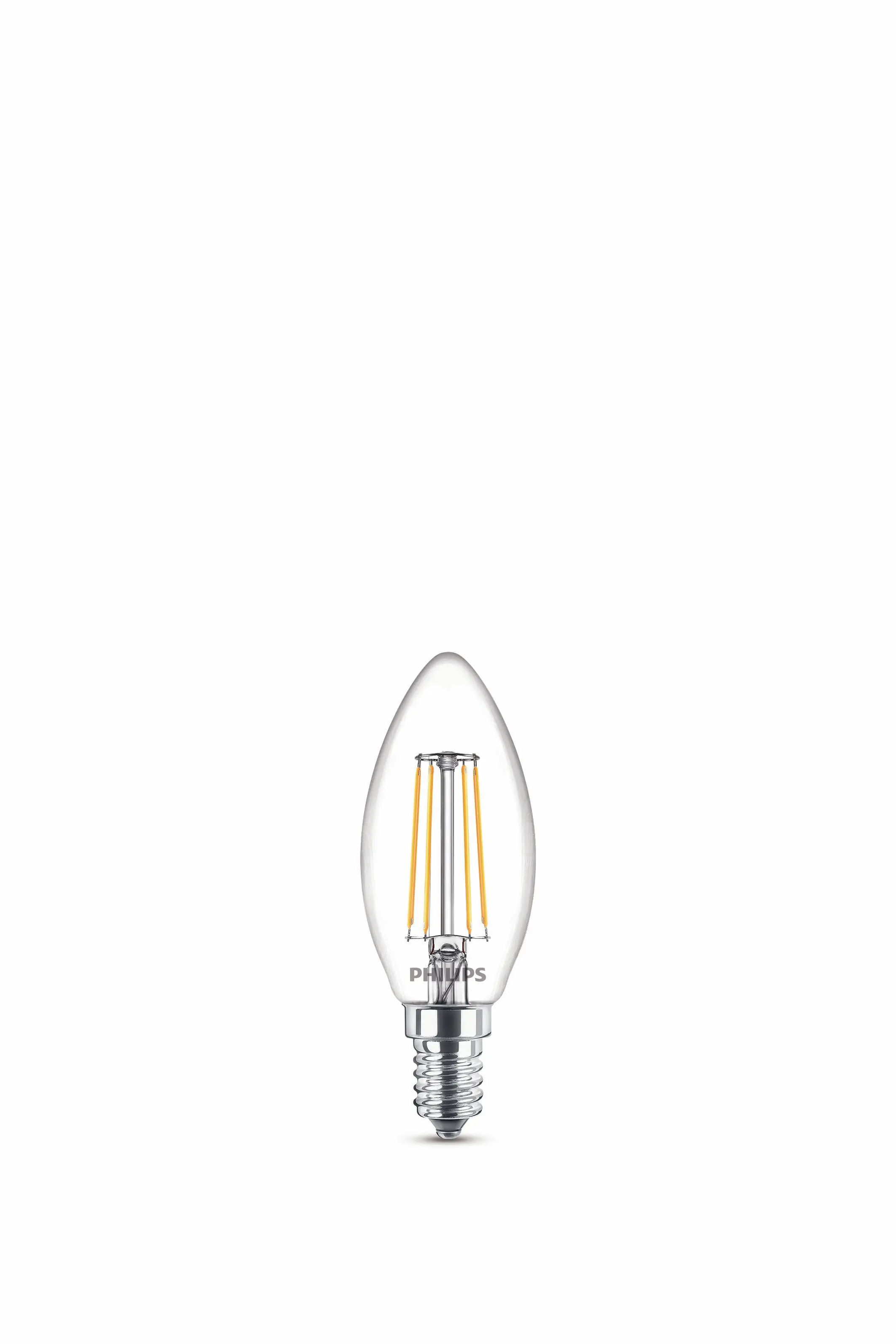 Philips LED-Leuchtmittel Filament Kerzenform B35 E14 4W warmweiß