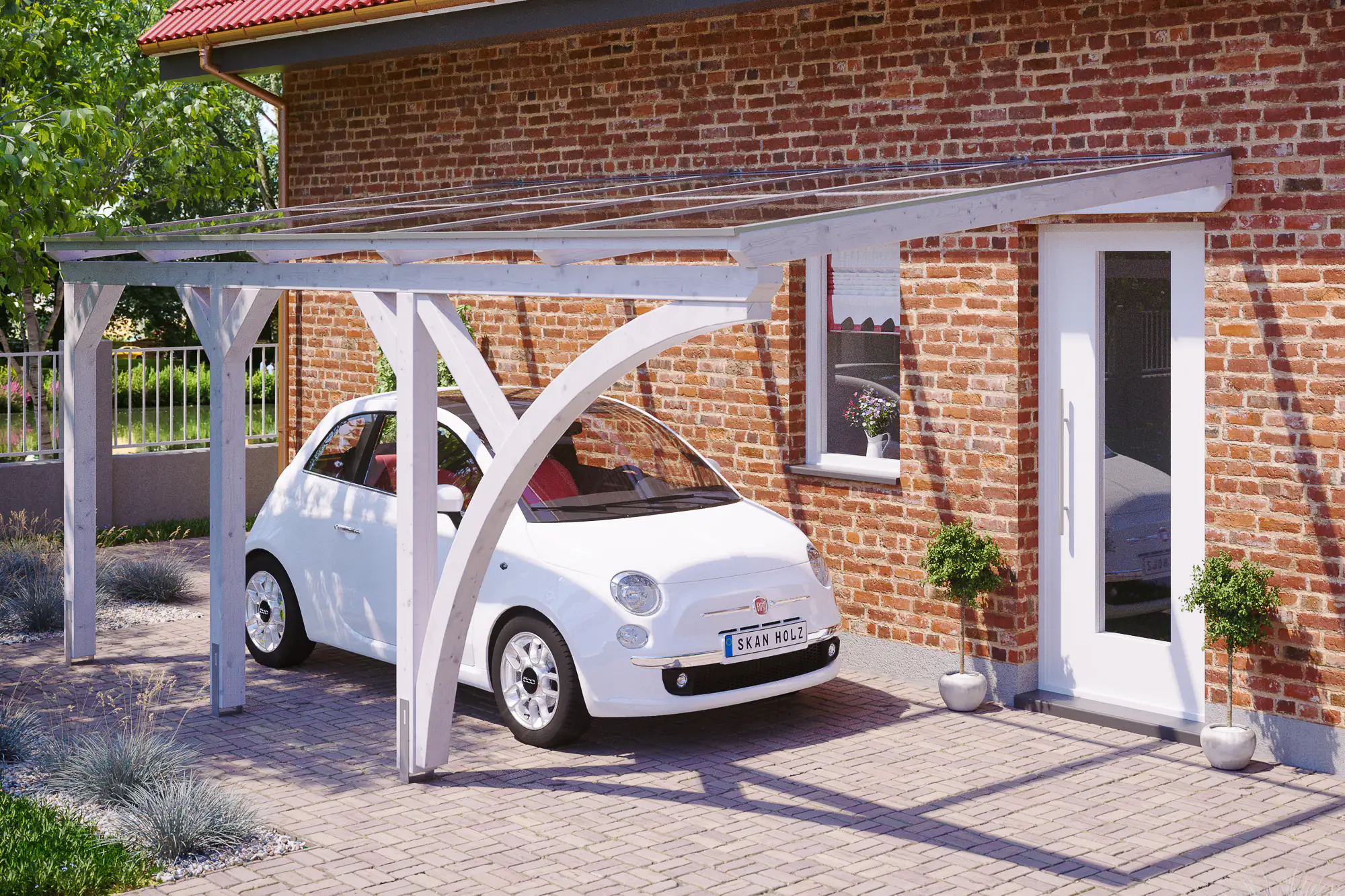 SKAN HOLZ Carport Eifel 300 x 541 cm, lasiert in Weiß