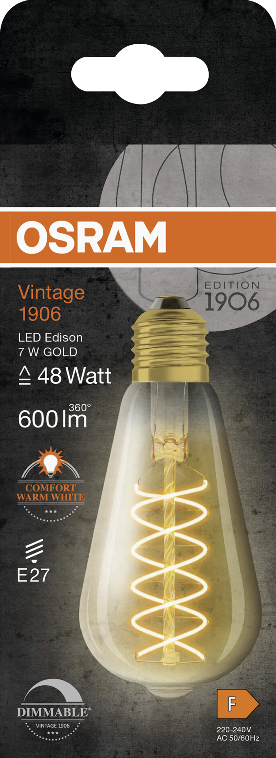 Osram LED Leuchtmittel Edison E27 7 W warmweiß amber