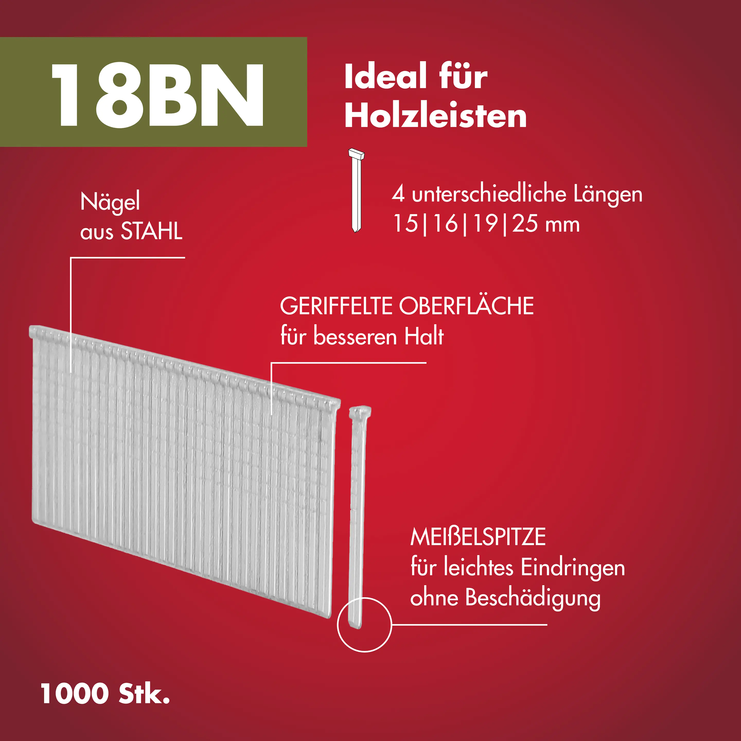 Arrow Tackernägel Typ 18BN 19 mm 1000 Stück