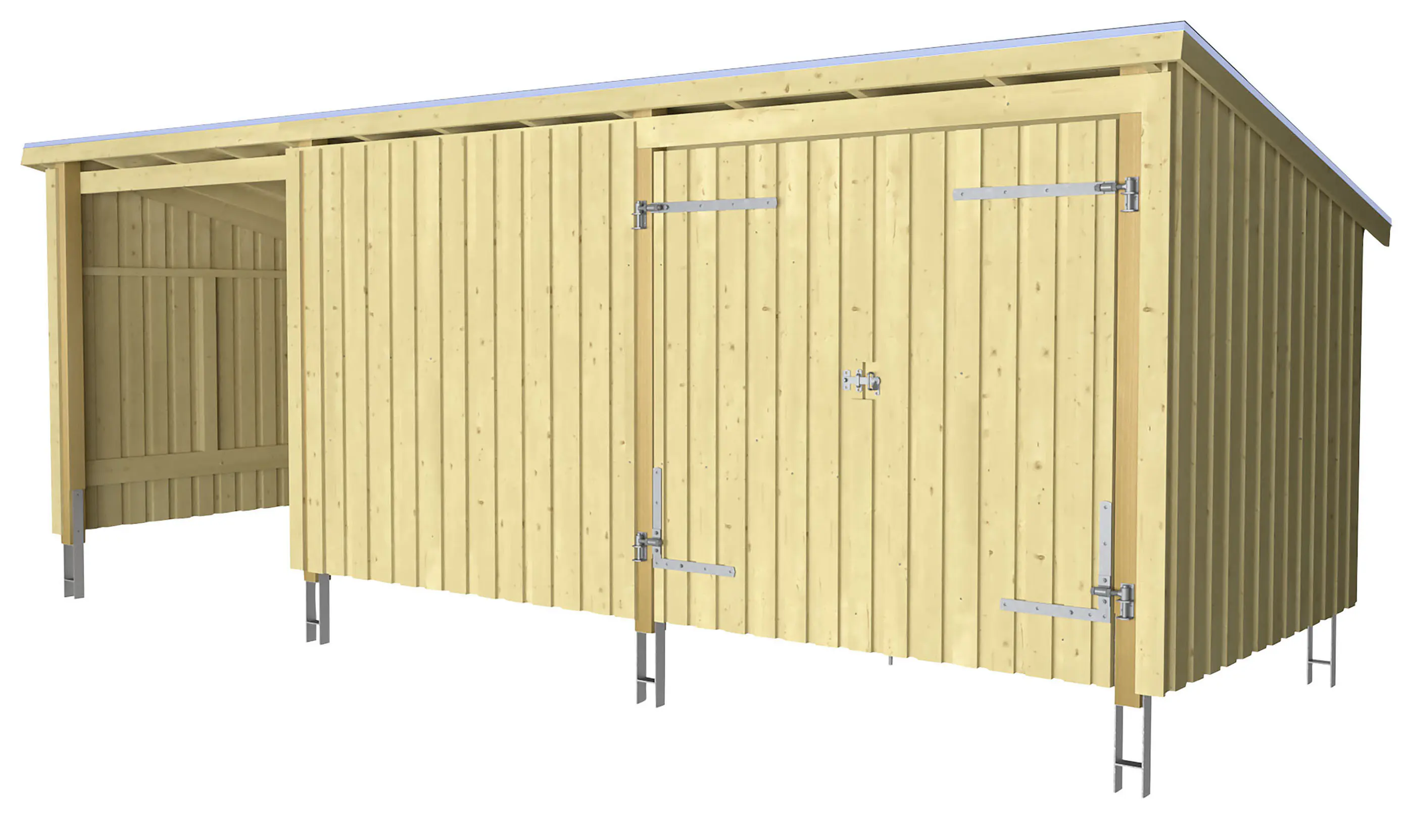 Plus Gartenhaus Nordic Multi 619 x 208 cm natur mit Doppeltür, H-Anker