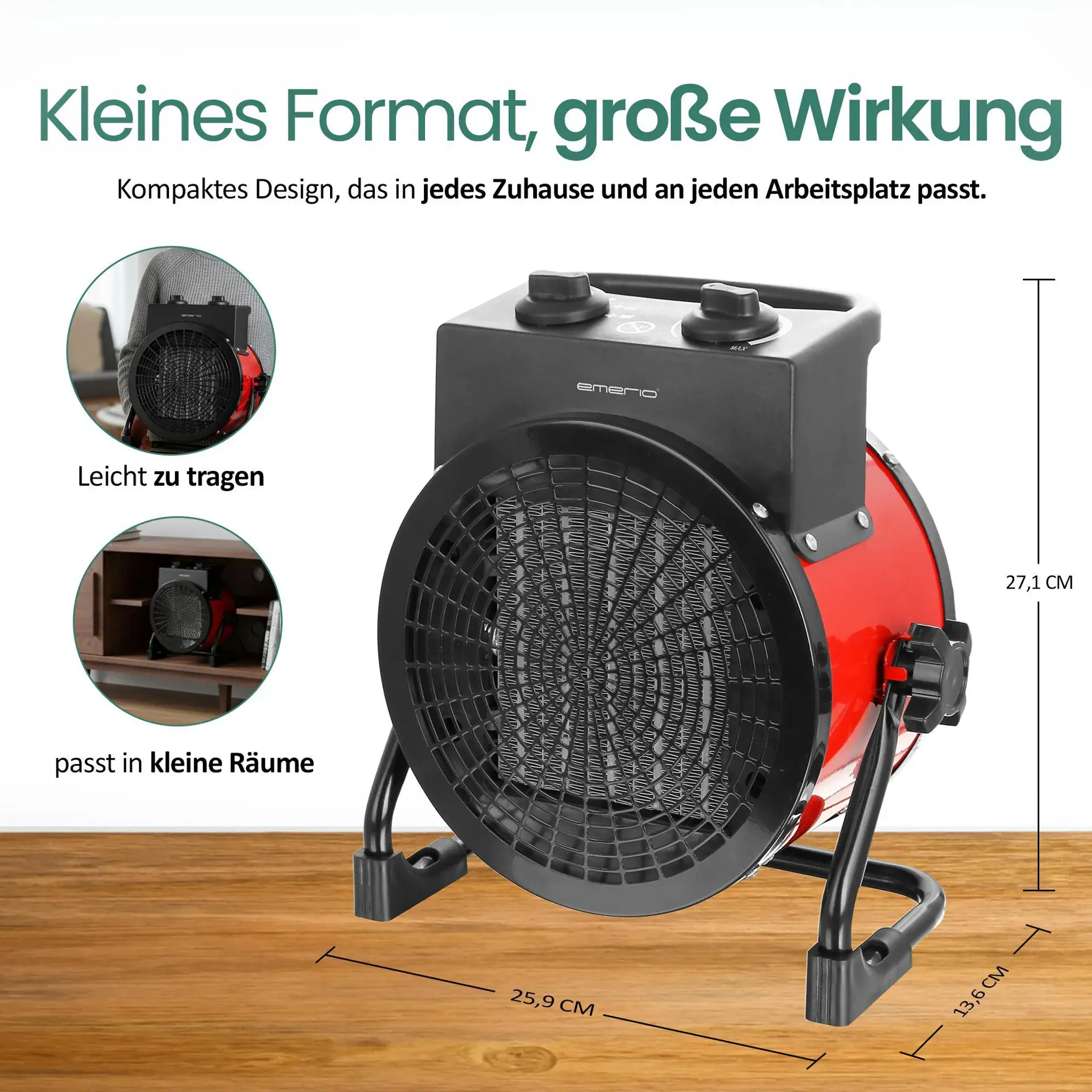 emerio Heizlüfter 3000 Watt, mit Tragegriff