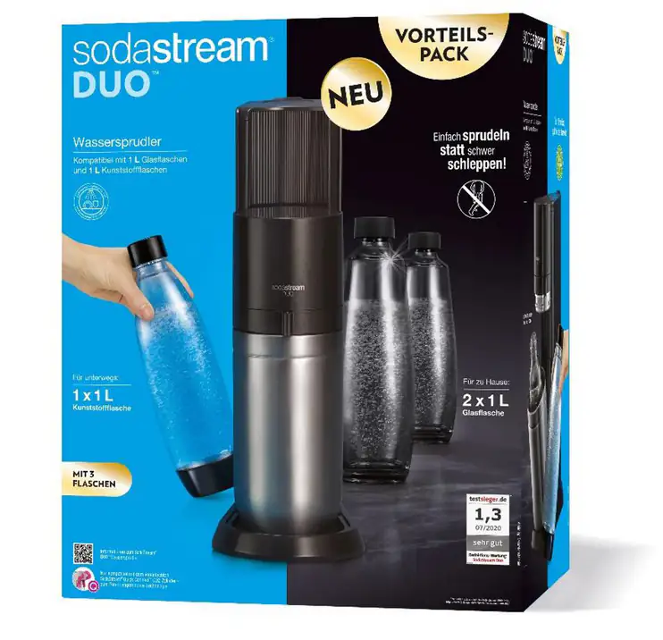 Sodastream Trinkwassersprudler DUO Vorteilspack Titan mit 3 Flaschen