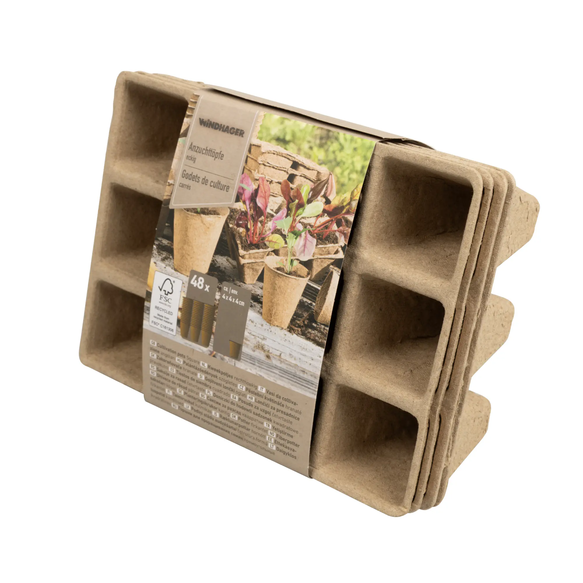 Windhager Anzucht-Töpfe 4 cm eckig