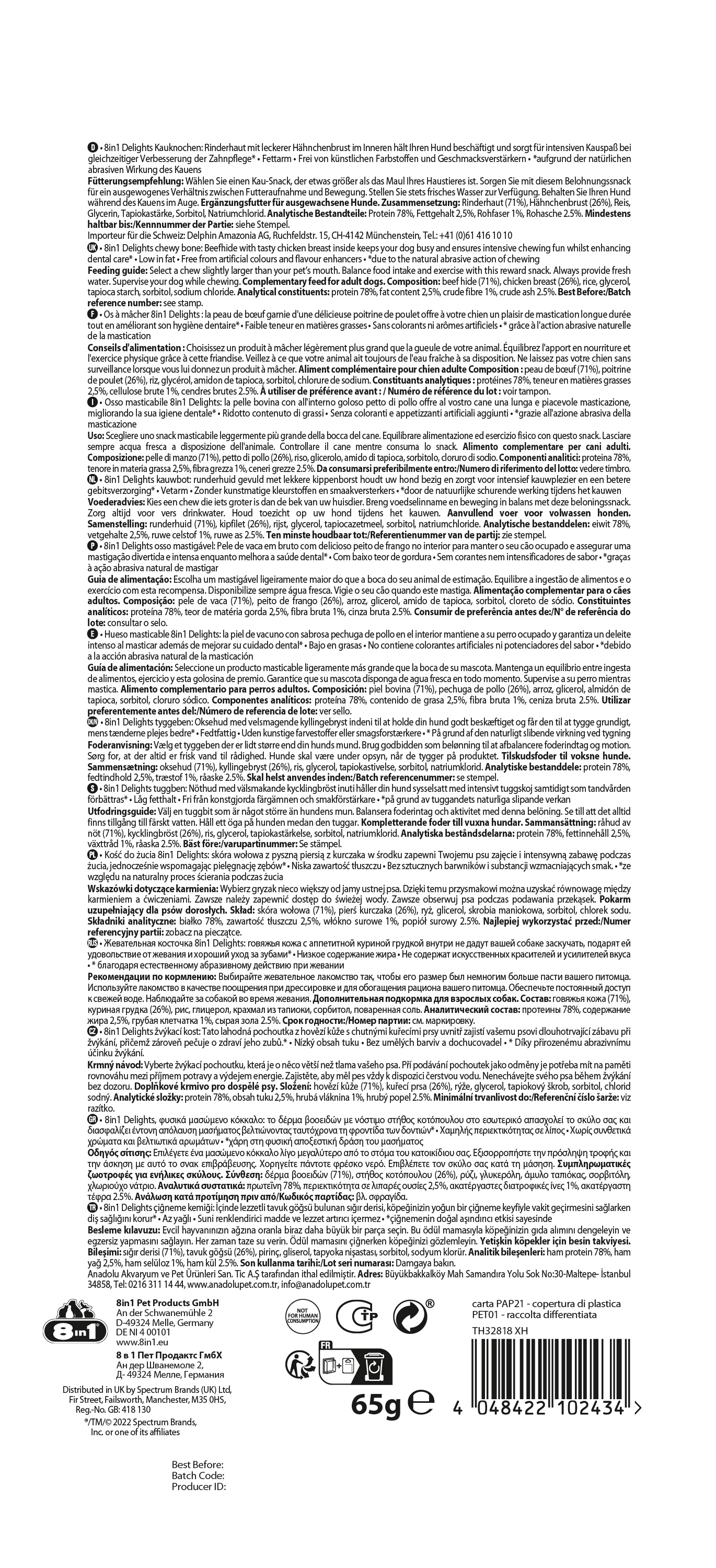 8in1 Kauknochen Delights Chicken M