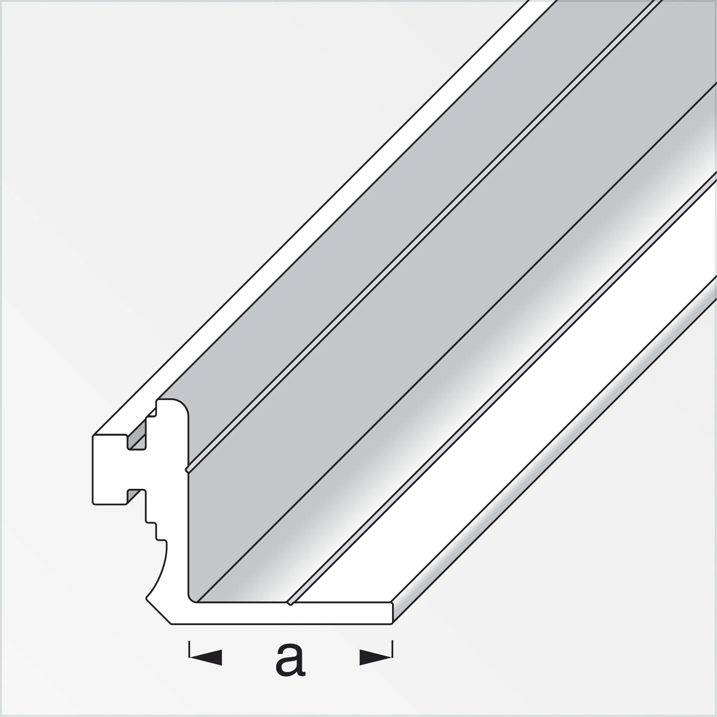 coaxis®-Anschlag-Profil 1 m, 23.5 mm Aluminium eloxiert silber