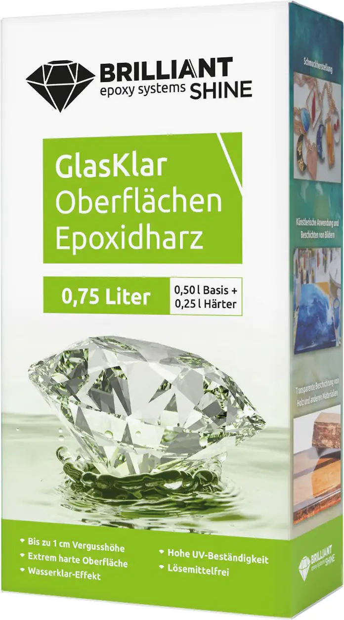 4031396140953 Brilliant Shine Oberflächen Epoxidharz Glasklar Epoxid A+B, 0,75L