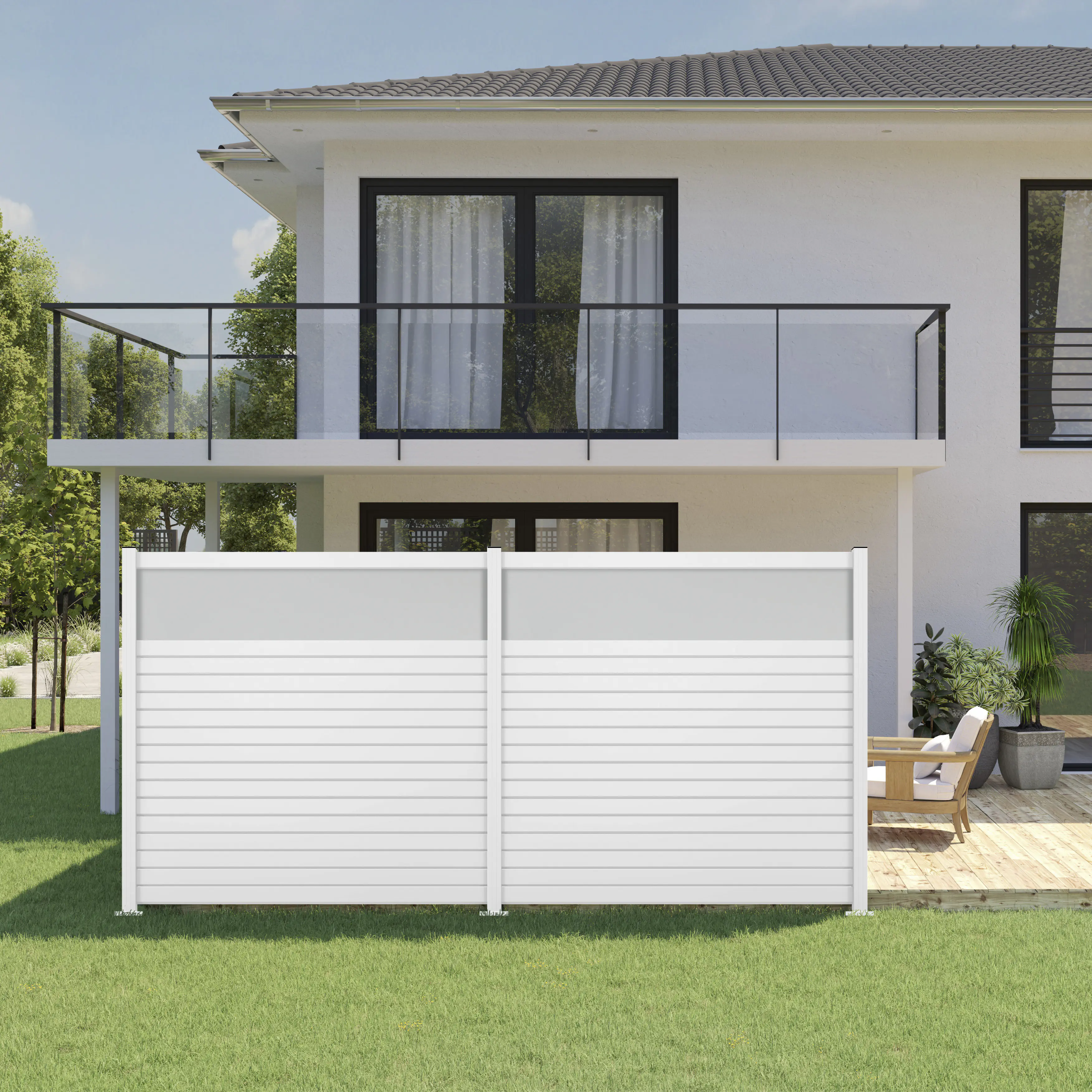 Ambiente Alu-Zaun Grundset Rhombus MINI 187 x 184,2 cm weiß 