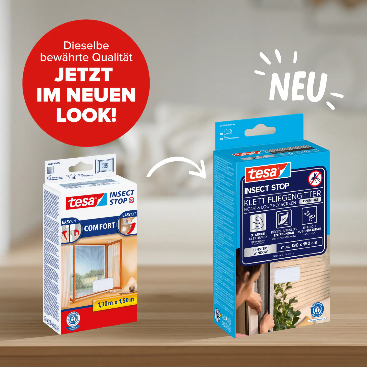 tesa Insektenschutz-Fenster COMFORT 130 x 150 cm weiß