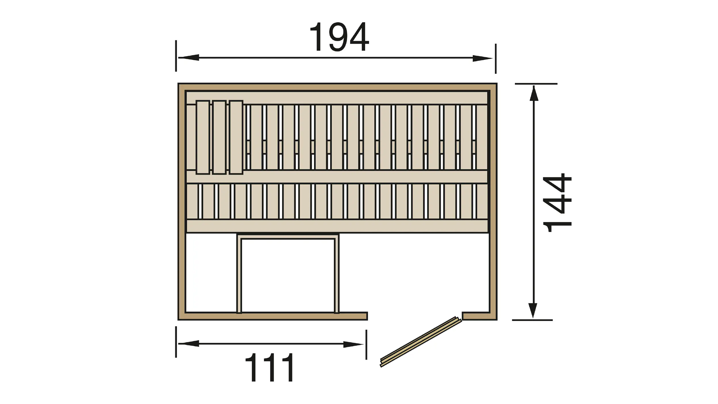 Weka Element-Sauna Halmstad 1 mit Holztür