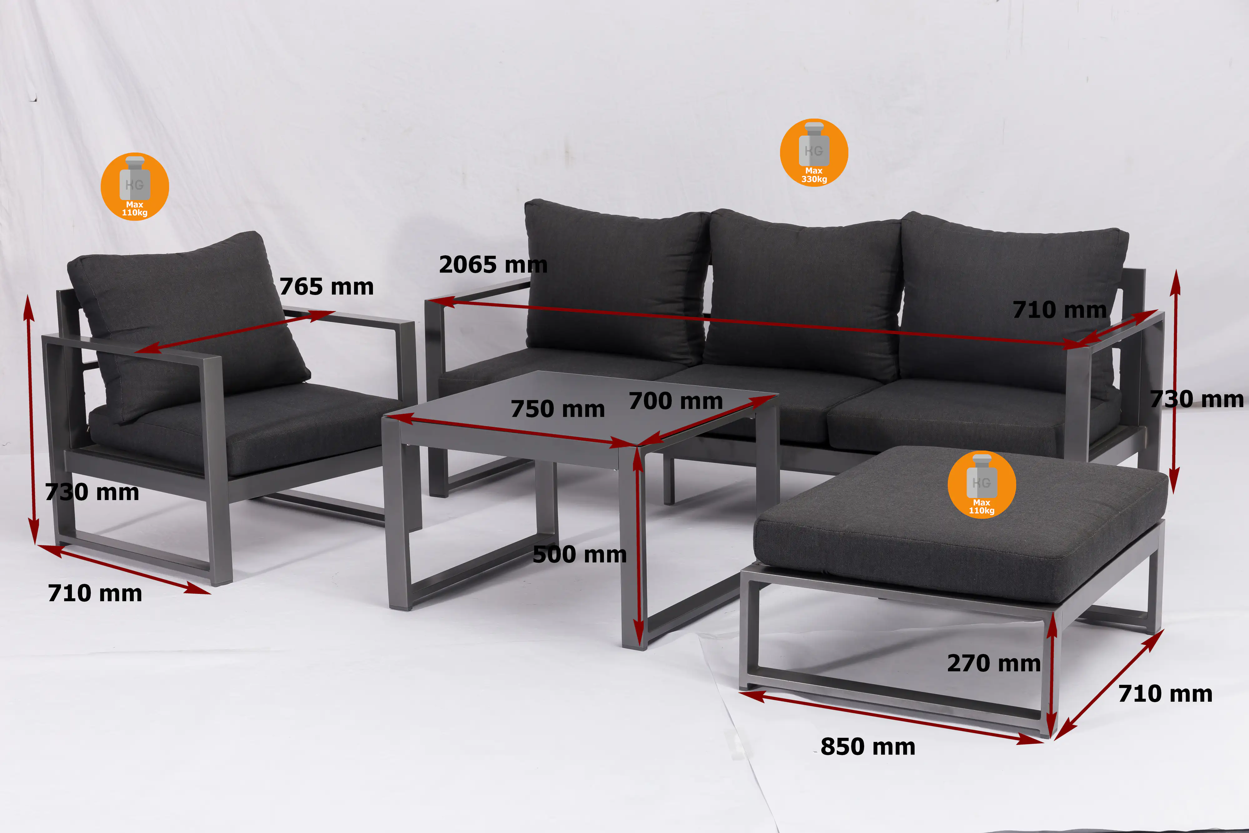Primaster Lounge-Set Limone inkl. Sitz- und Rückenkissen Primaster Lounge-Set Limone inkl. Sitz- und Rückenkissen