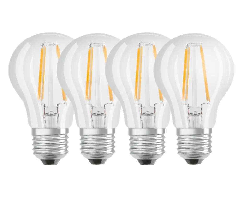 Osram LED Leuchtmittel Base Klassik A60 6,5W, 806lm, 2700K, warmweiß, 4er Pack
