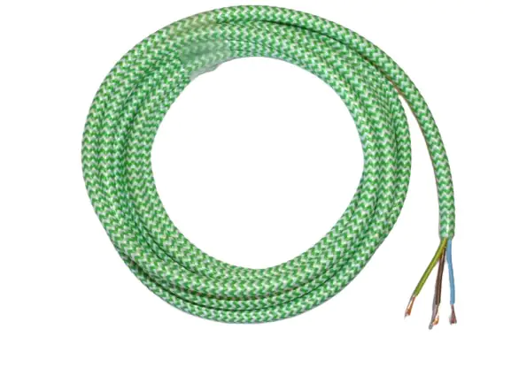 Textilkabel glatt 3 x 0,75 - 1 Meter, grün/weiß