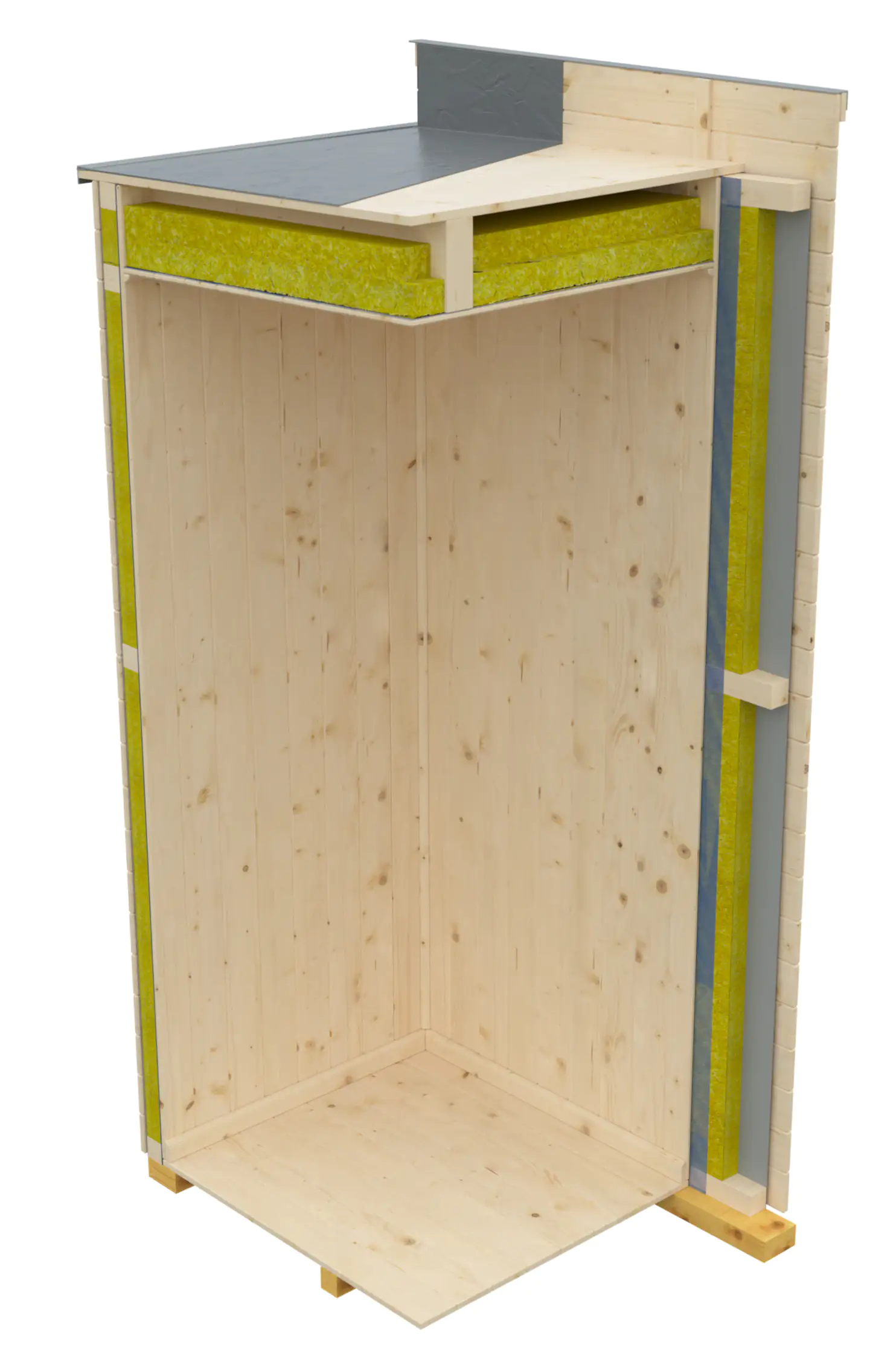 SKAN HOLZ Gartenhaus Tokio 2 340 x 340 cm schiefergrau mit Fußboden, doppelschalig